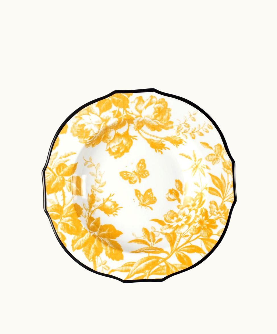 Gucci Gucci Herbarium Rim Soup Bowl, Set Of Two Yellow Porcelain