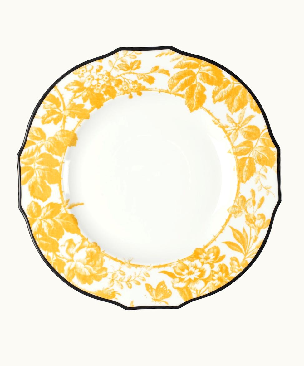 Gucci Gucci Herbarium Dinner Plate, Set Of Two Yellow Porcelain