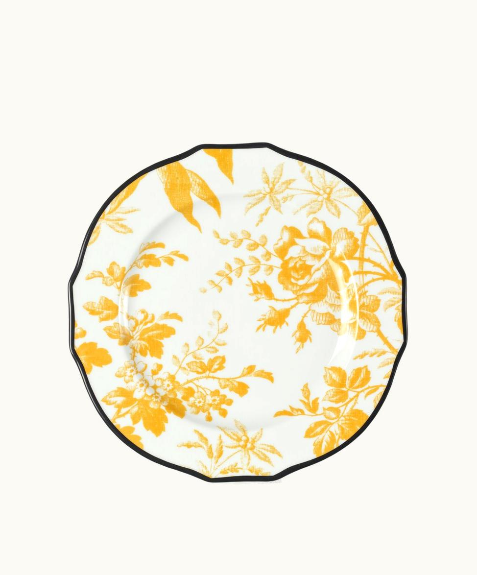 Gucci Gucci Herbarium Dessert Plate, Set Of Two Yellow Porcelain