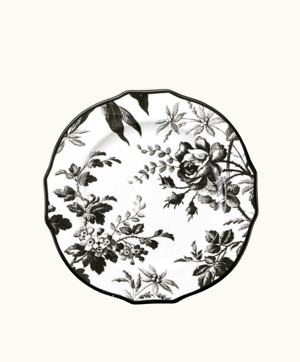 Gucci Gucci Herbarium Dessert Plate, Set Of Two Black And White Porcelain
