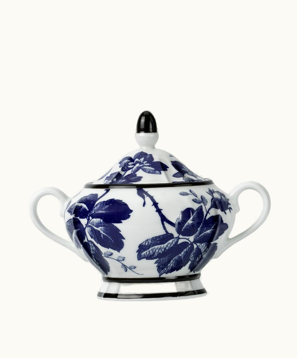 Gucci Gucci Herbarium Sugar Bowl Blue And White Porcelain