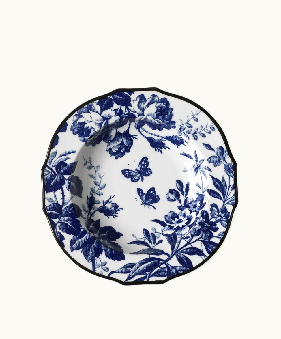 Gucci Gucci Herbarium Rim Soup Bowl, Set Of Two Blue And White Porcelain