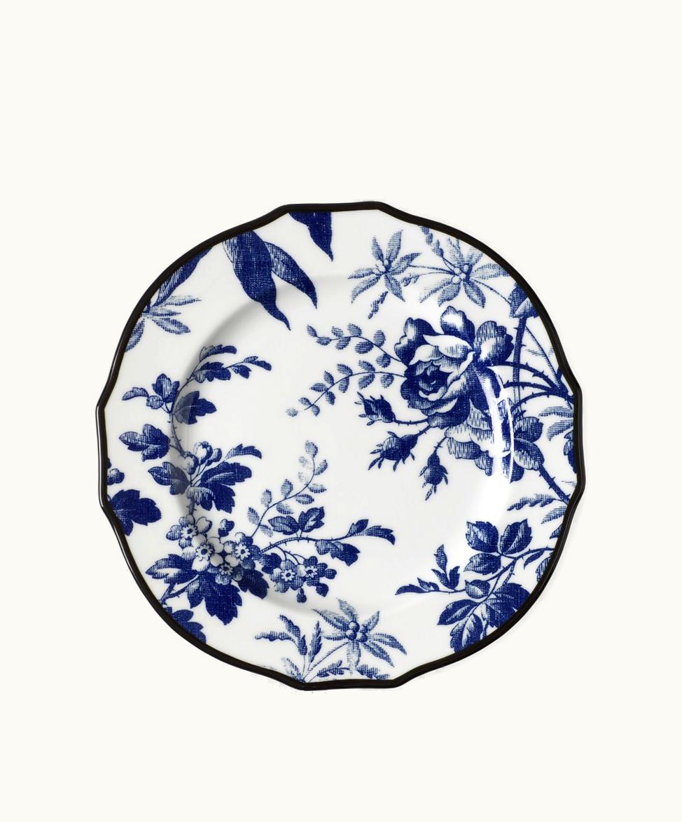 Gucci Gucci Herbarium Dessert Plate, Set Of Two Blue And White Porcelain