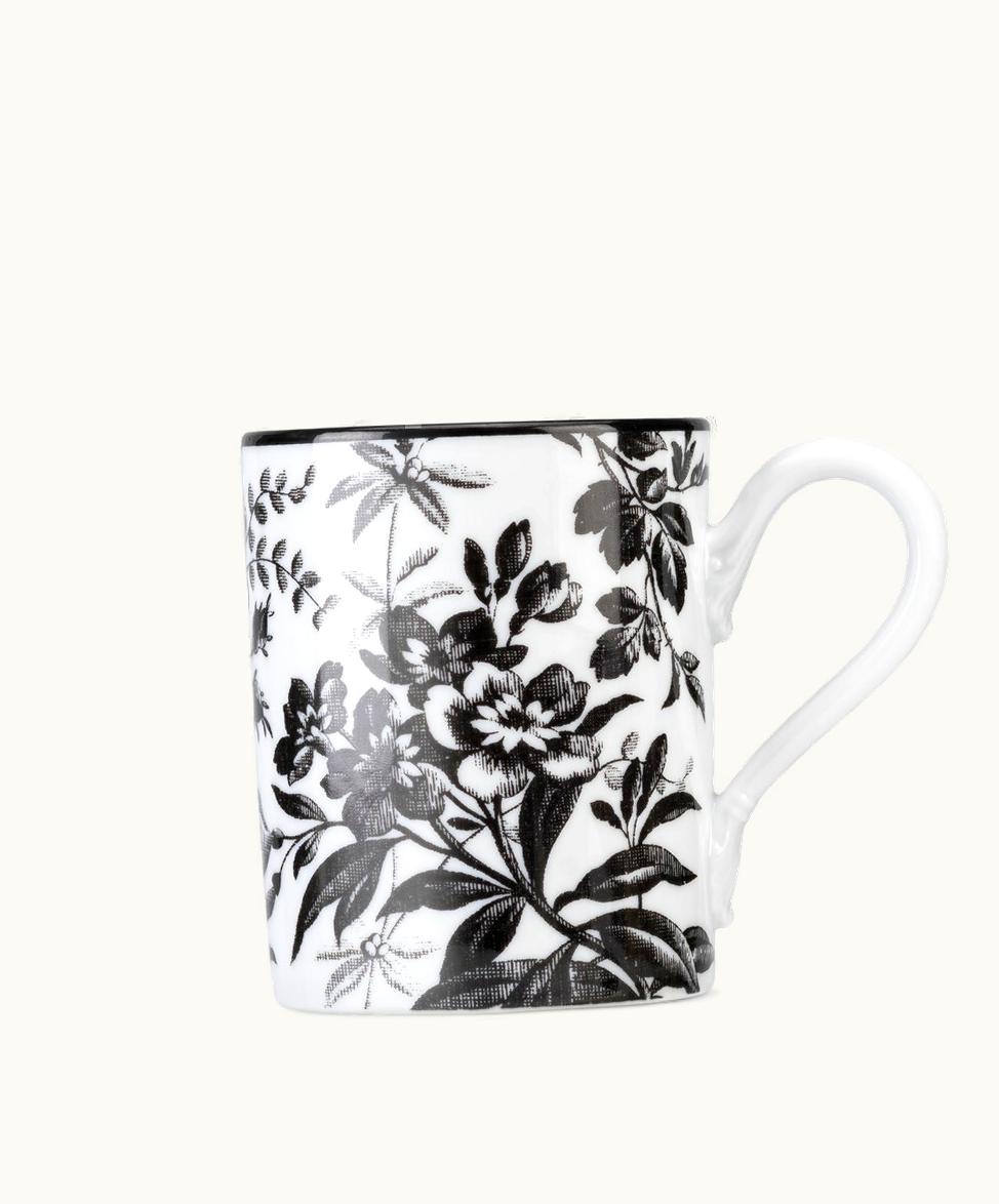 Gucci Gucci Herbarium Mug Black And White Porcelain