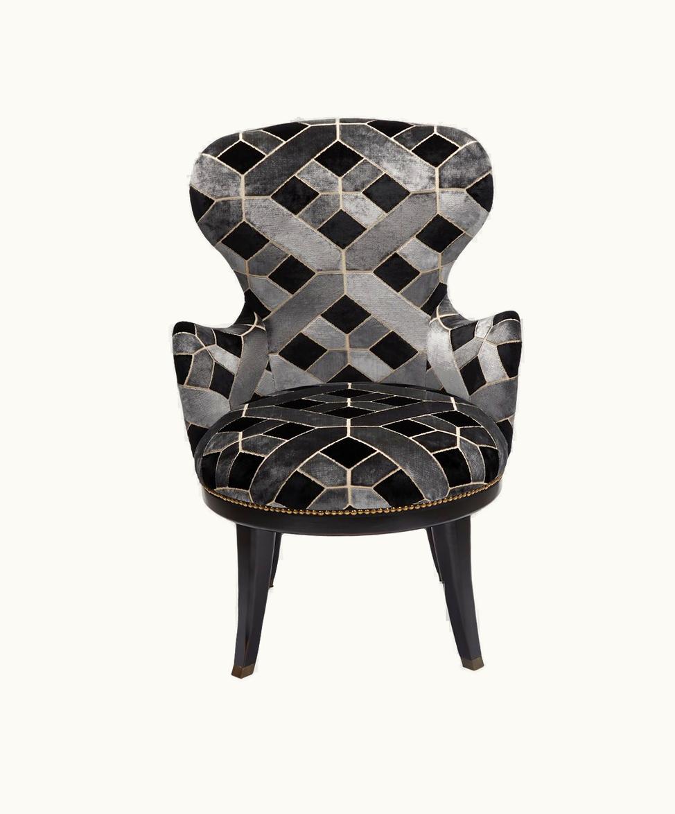 Gucci Gucci Geometric Velvet Armchair Grey And Black Velvet