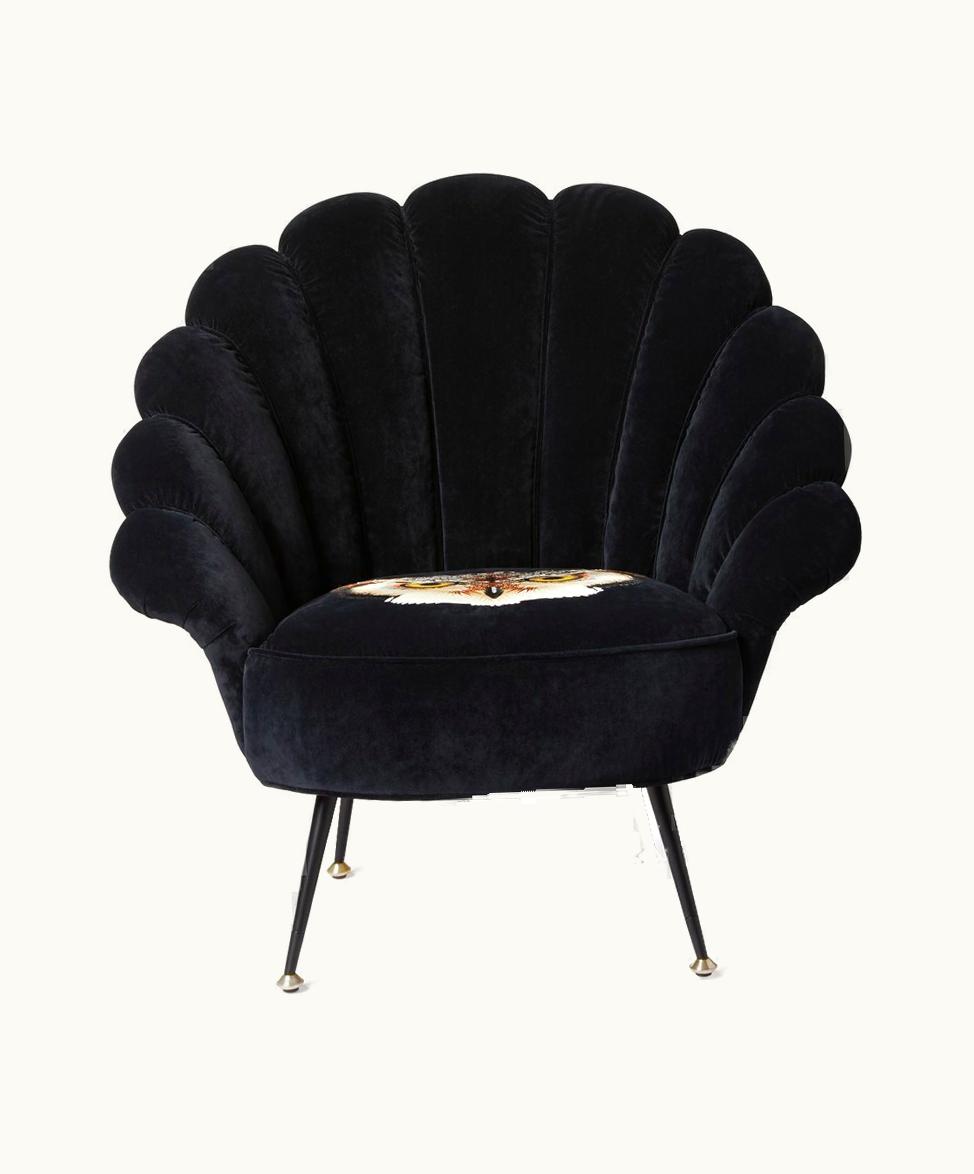 Gucci Gucci Velvet Armchair With Embroidered Owl Black Velvet