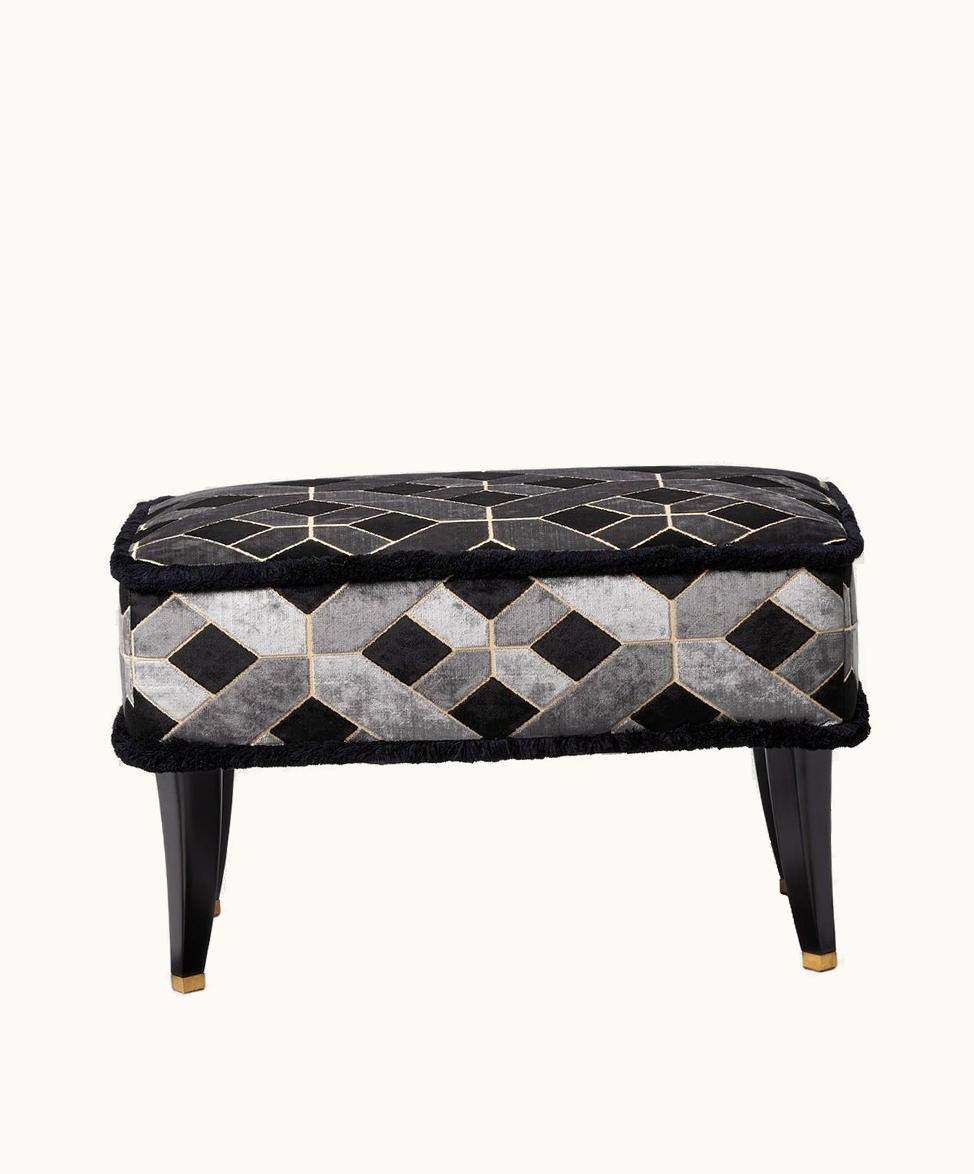 Gucci Gucci Geometric Velvet Stool Grey And Black Velvet