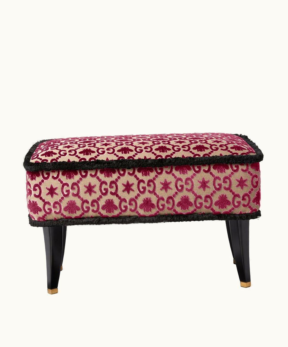 Gucci Gucci GG Bee And Star Jacquard Stool Bordeaux Velvet Jacquard