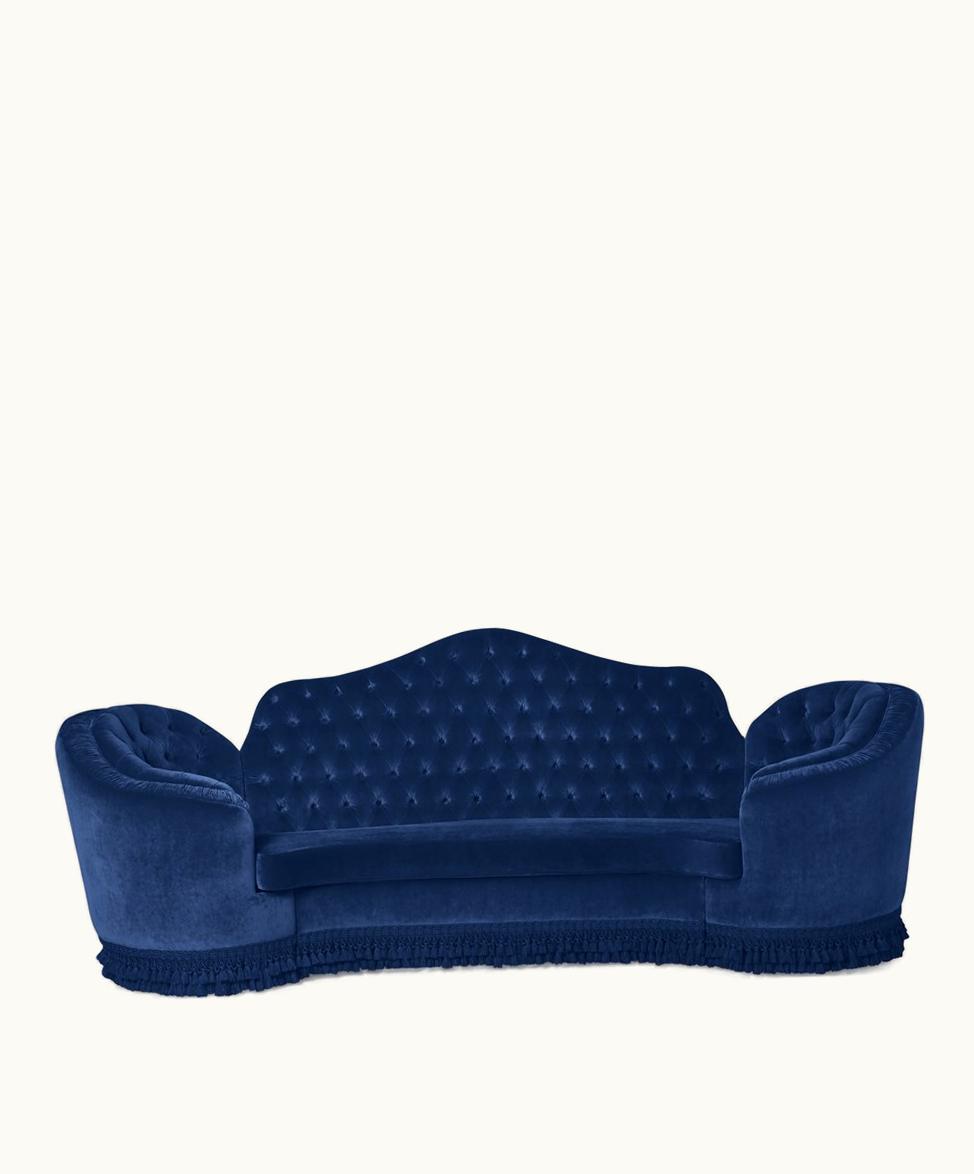 Gucci Gucci Capitonné Camelback Velvet Sofa Dark Blue Velvet