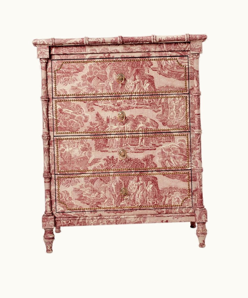 Gucci Gucci Toile De Jouy Print Wood Dresser Pink And Ivory