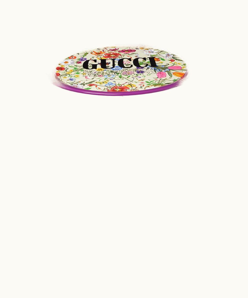 Gucci Flora Print Metal Folding Tray Ivory / Purple Metal