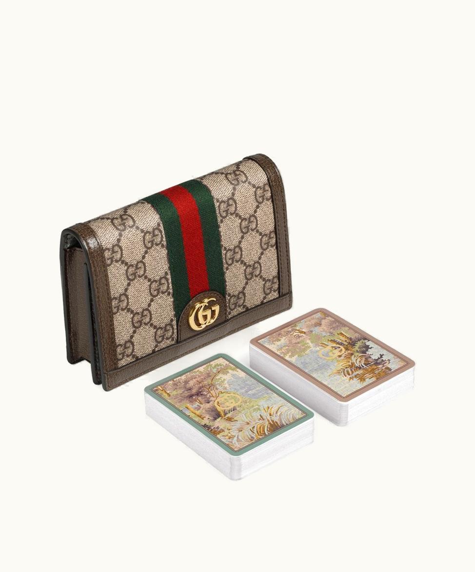 Gucci Gucci Double Card Set With Double G Beige And Ebony GG Supreme