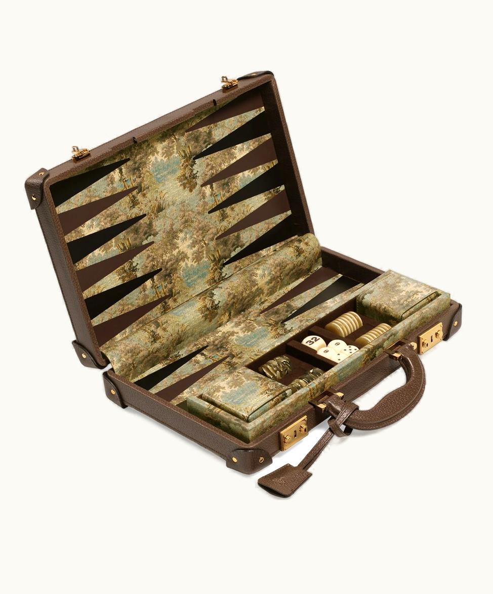 Gucci Gucci Decorative Backgammon Set With Web And Double G Beige And Ebony GG Supreme