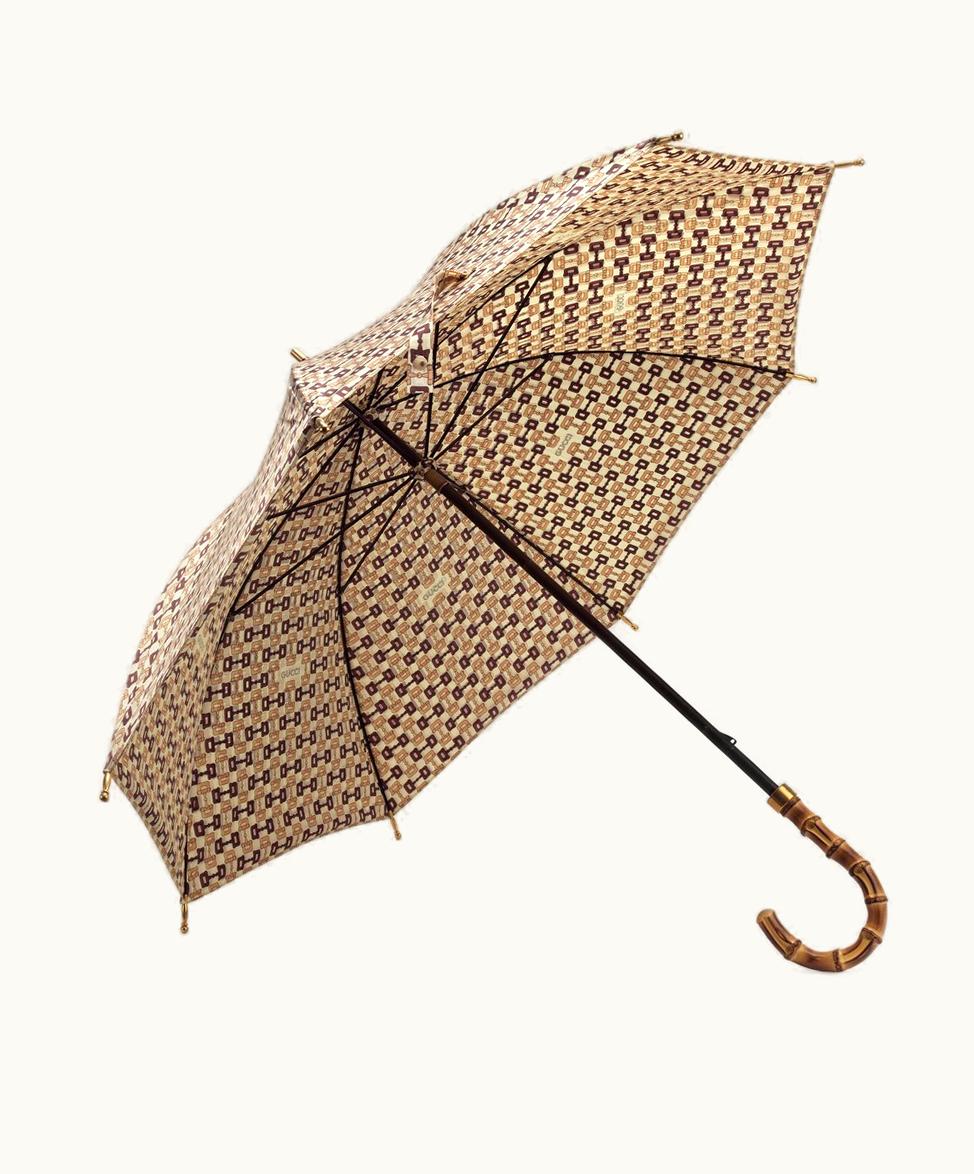 Gucci Gucci Horsebit Print Nylon Umbrella Beige And Brown