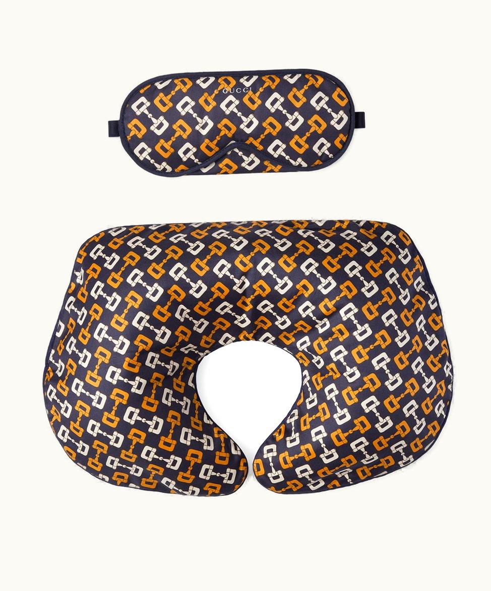 Gucci Gucci Horsebit Print Cotton Travel Set Dark Blue And Brown