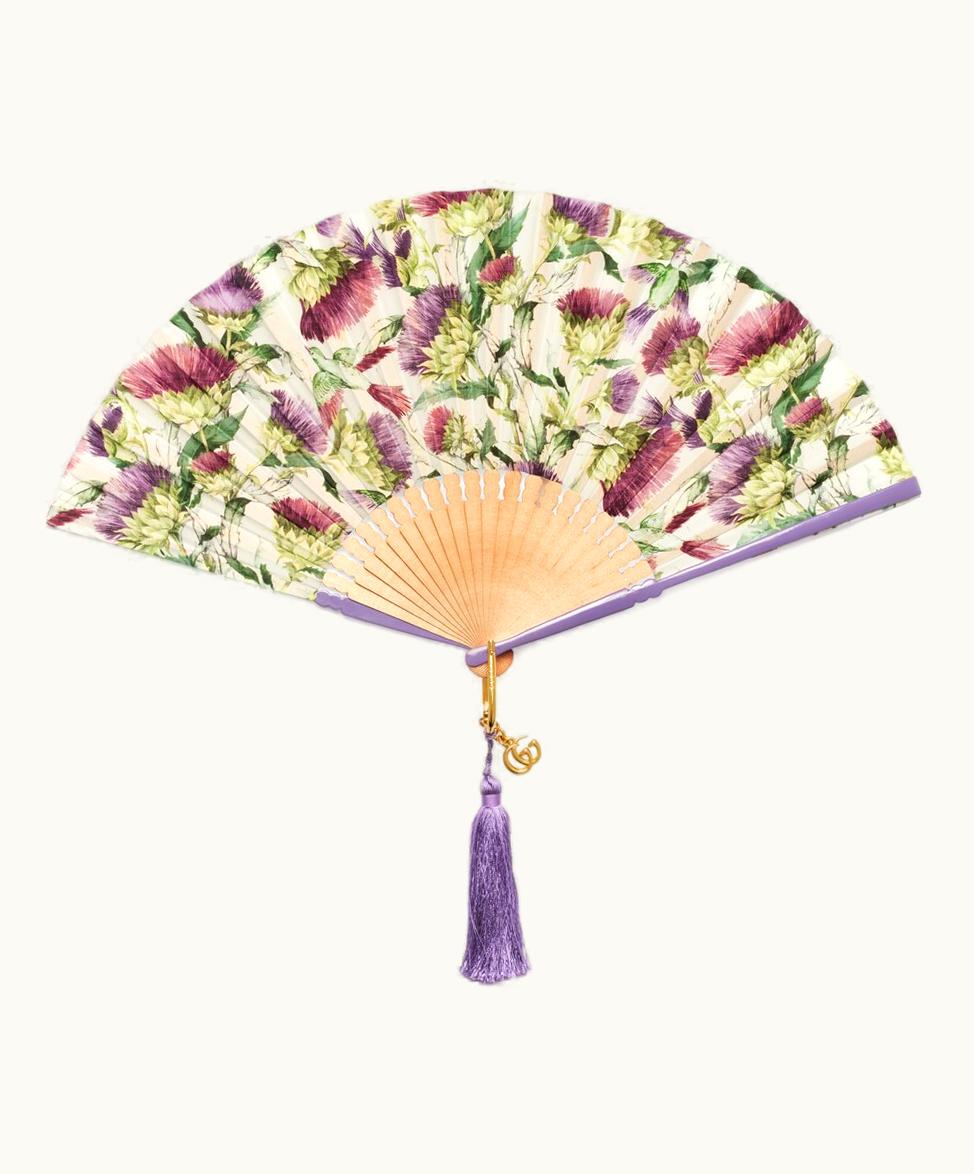 Gucci Gucci Flower Print And Crocodile Fan Lilac And Multicolour