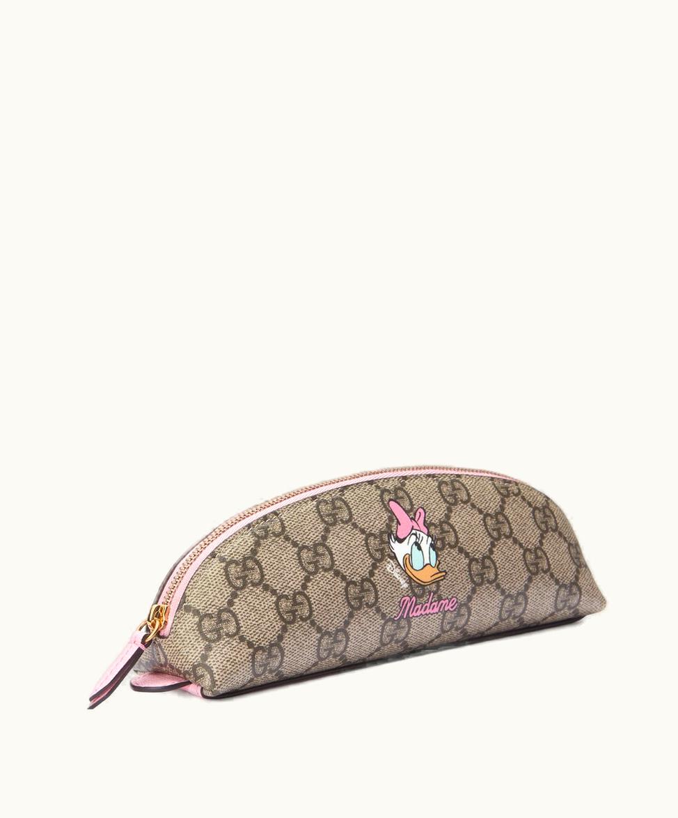 Disney X Gucci Daisy Duck Pencil Case Beige And Ebony GG Supreme