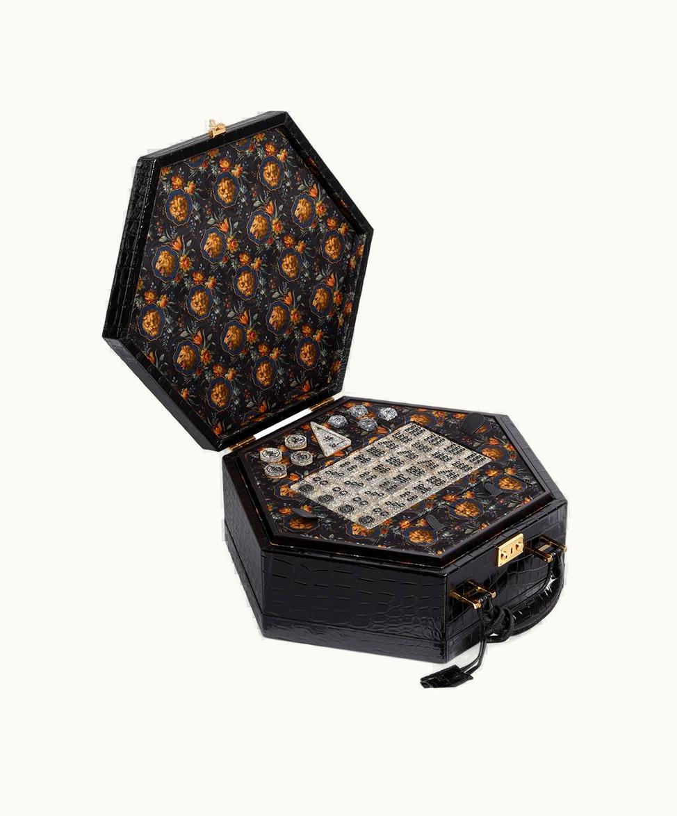 Gucci Gucci Decorative Mahjong Set With Crocodile Case Black