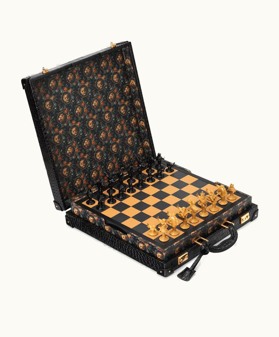 Gucci Gucci Decorative Chessboard With Crocodile Case Black