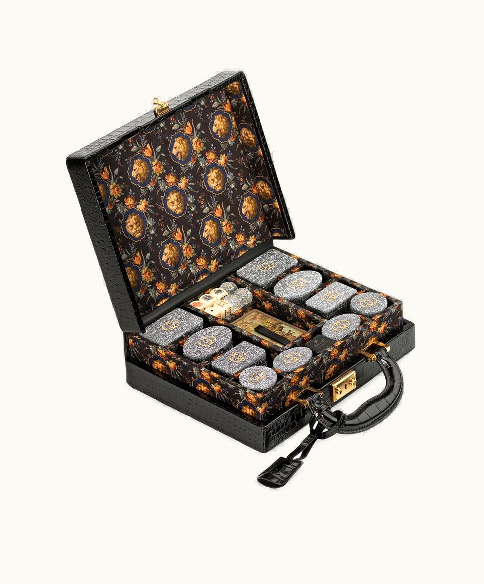 Gucci Gucci Decorative Poker Set With Crocodile Case_x000d_ Black