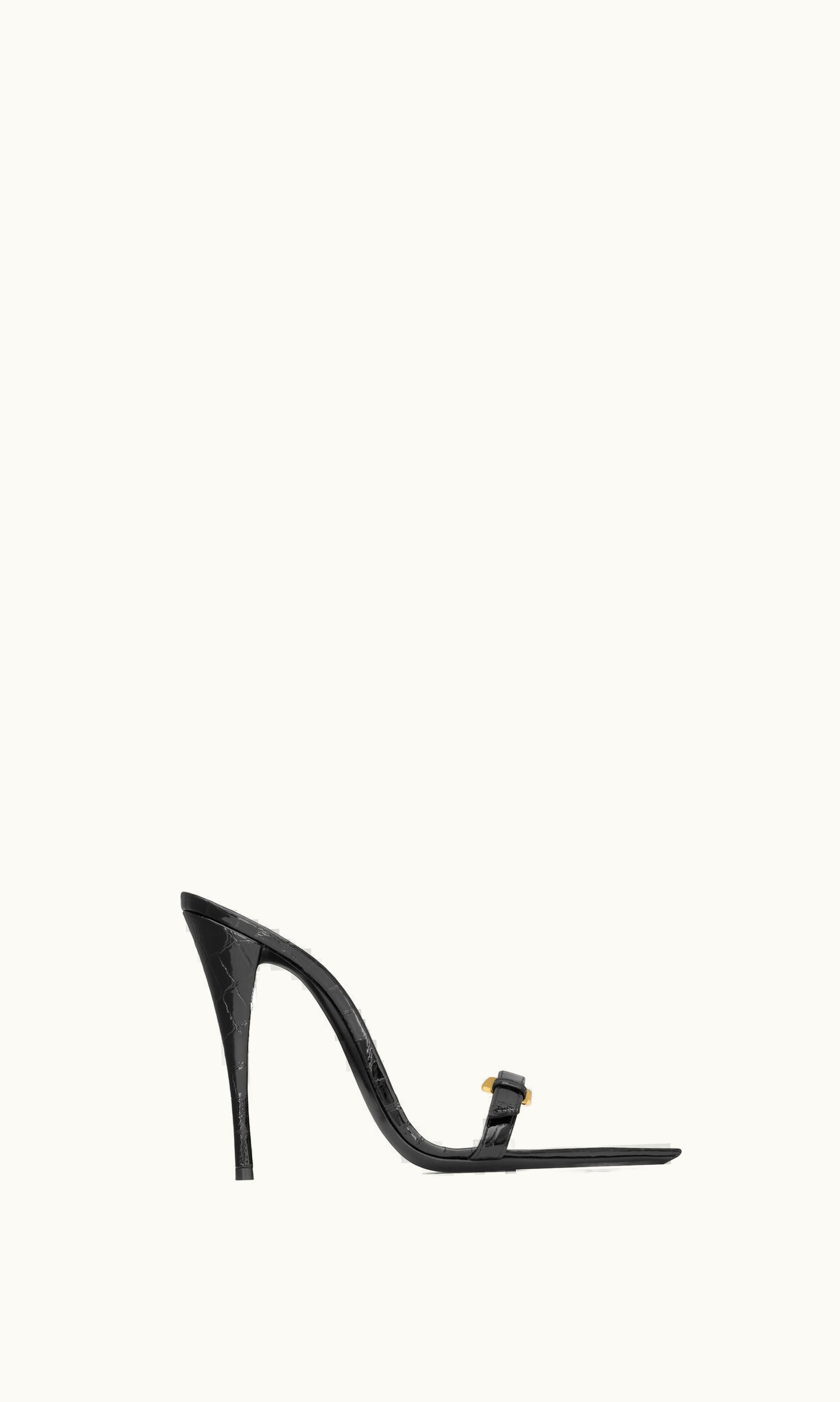 Saint Laurent Saint Laurent Lee Mules In Crocodile-Embossed Leather Black