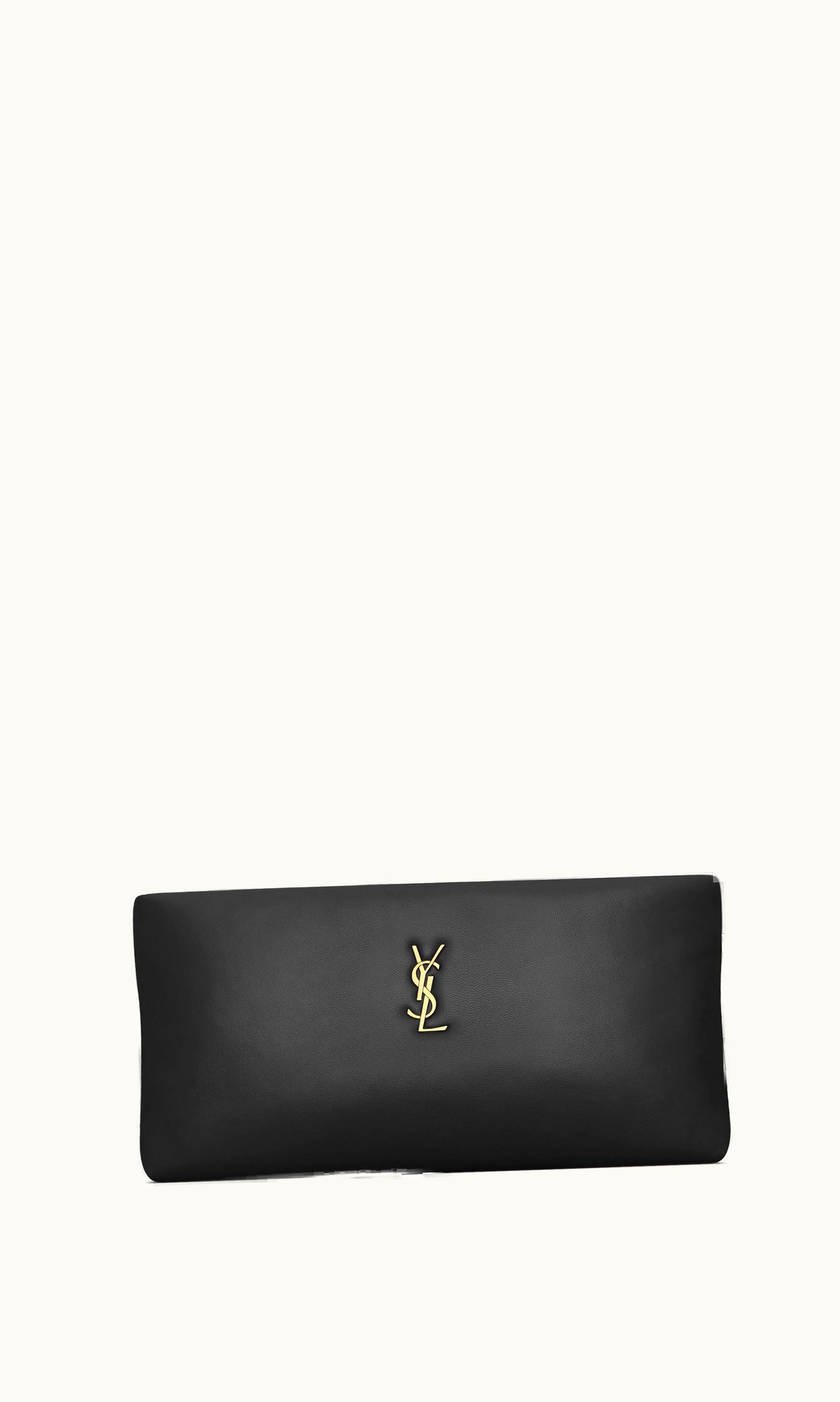Saint Laurent Saint Laurent Calypso Long Pouch In Lambskin Black