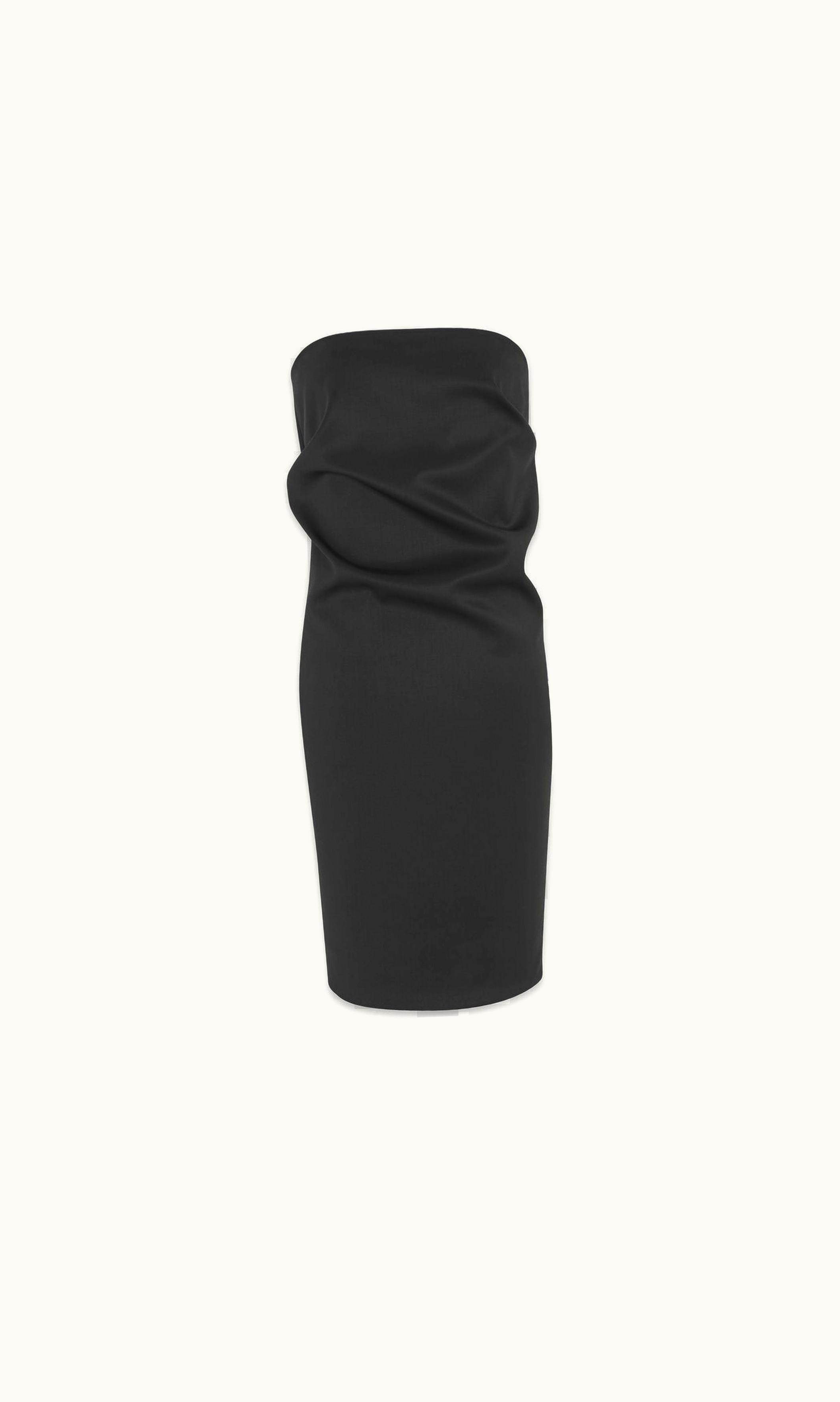Saint Laurent Saint Laurent Strapless Pencil Dress In Stretch Satin Wool Black
