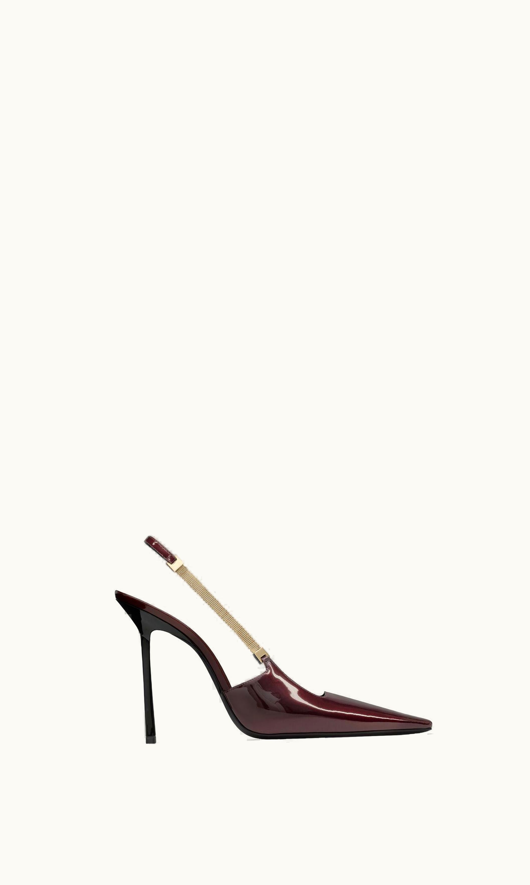 Saint Laurent Saint Laurent Blake Slingback Pumps In Patent Leather Marron Glace