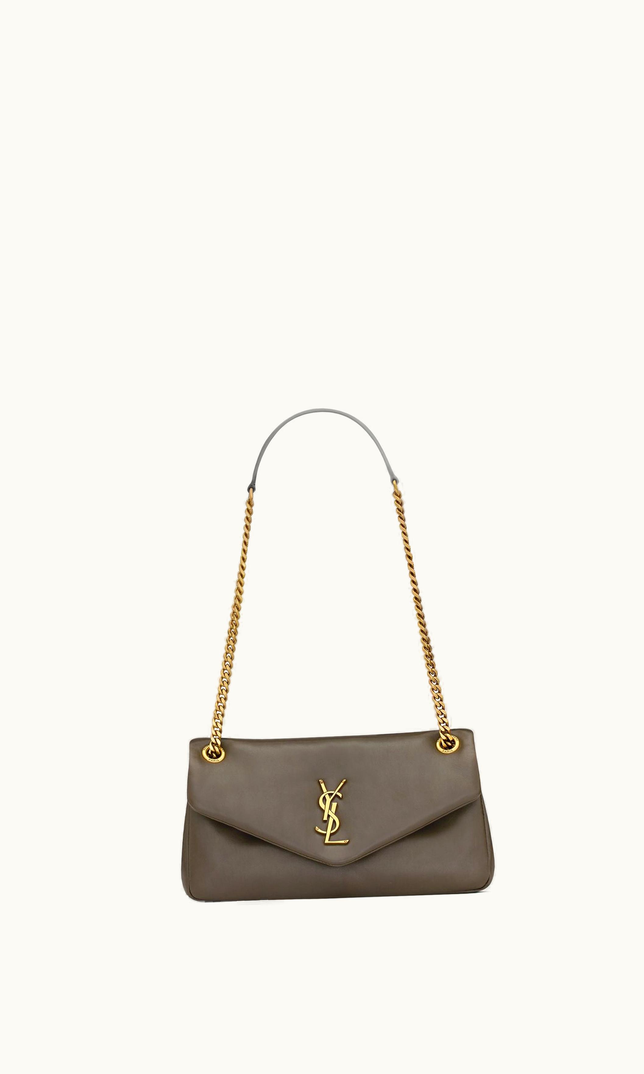 Saint Laurent Saint Laurent Calypso In Plunged Lambskin Light Musk