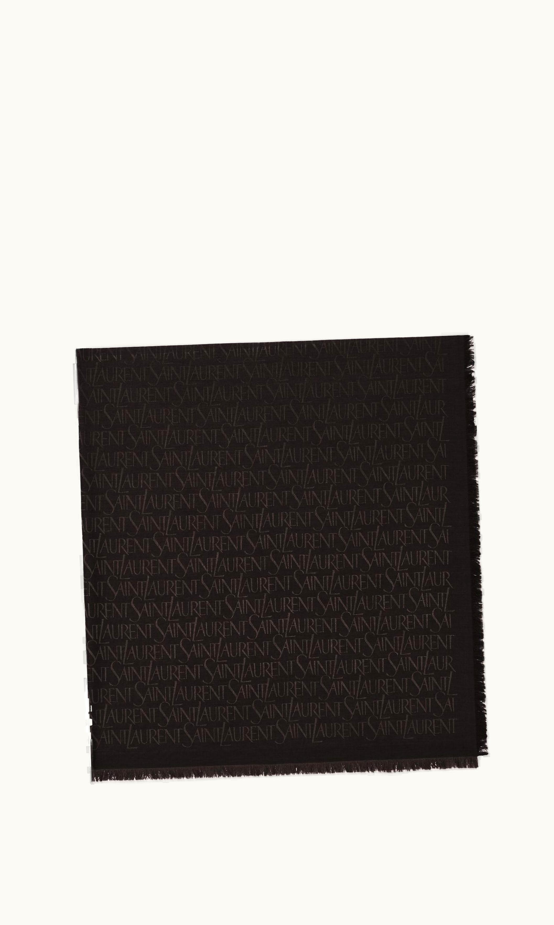Saint Laurent Saint Laurent Large Square Scarf In Silk And Wool Jacquard Expresso