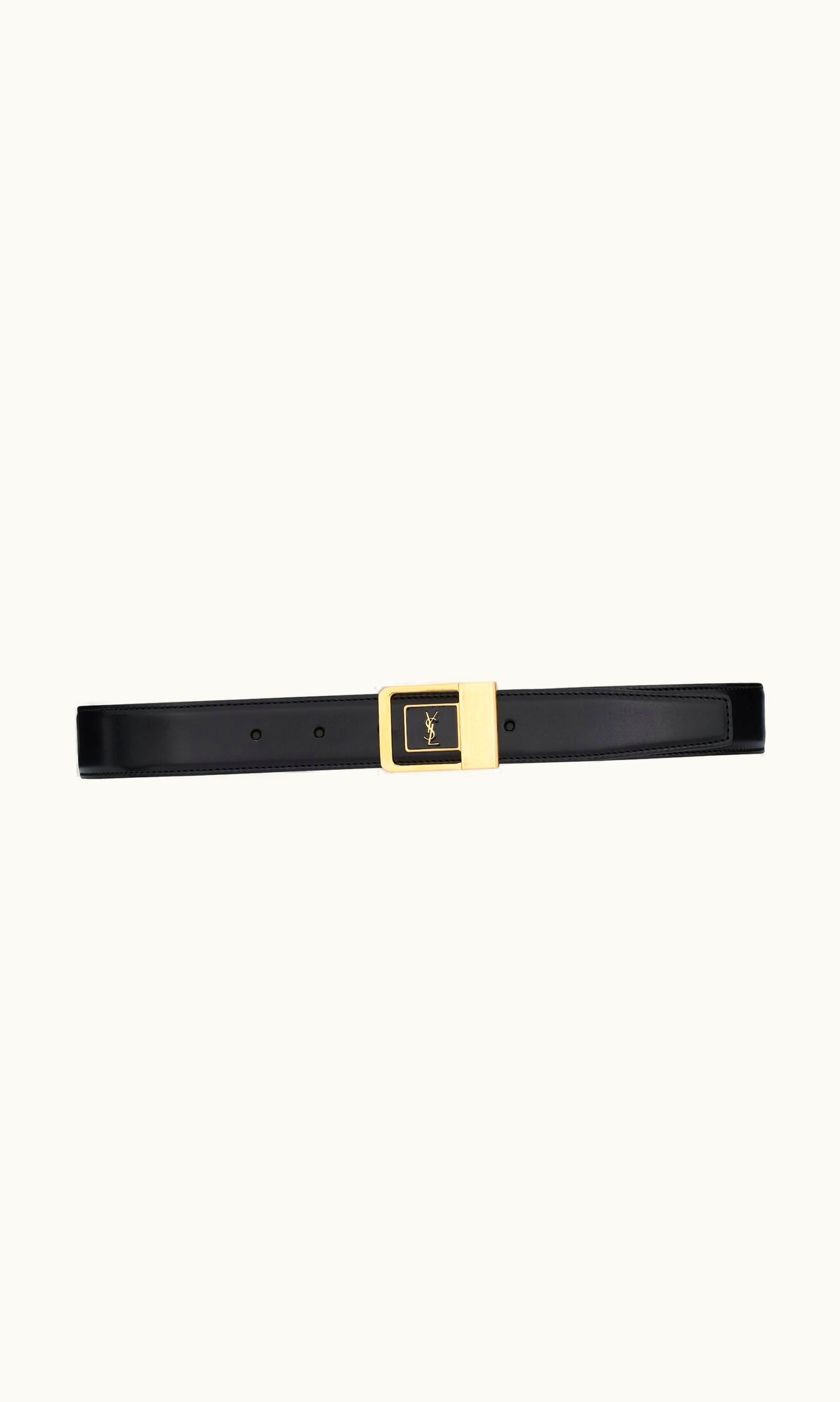 Saint Laurent Saint Laurent La 66 Buckle Belt In Lacquered Leather Black