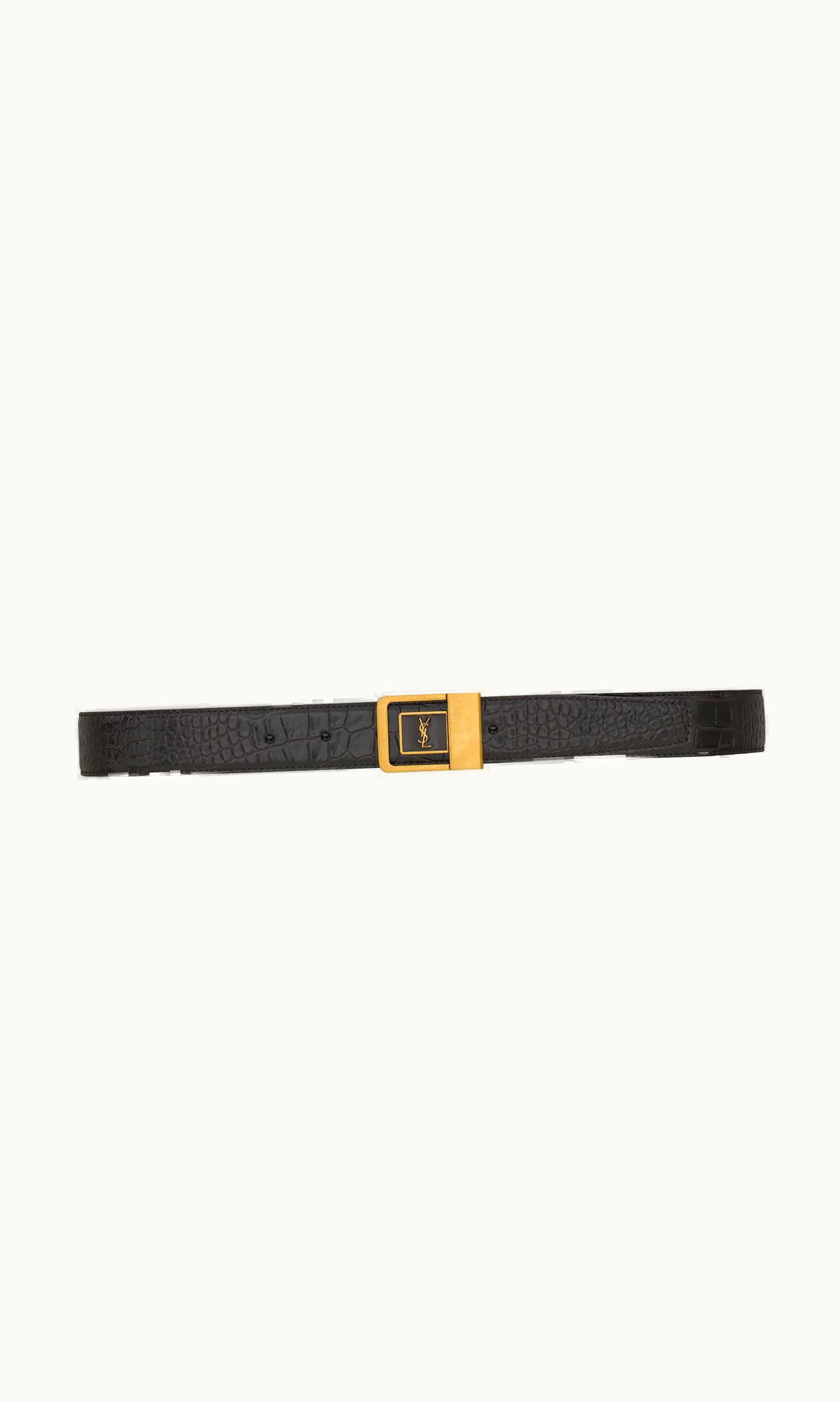 Saint Laurent Saint Laurent La 66 Buckle Belt In Crocodile-Embossed Leather Fondente