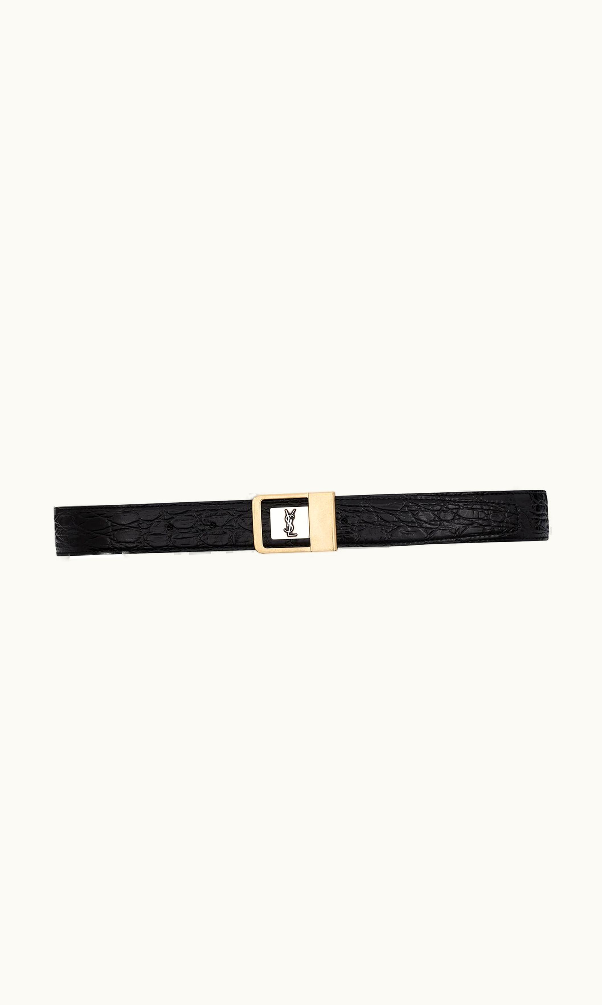 Saint Laurent Saint Laurent La 66 Buckle Belt In Crocodile-Embossed Leather Black