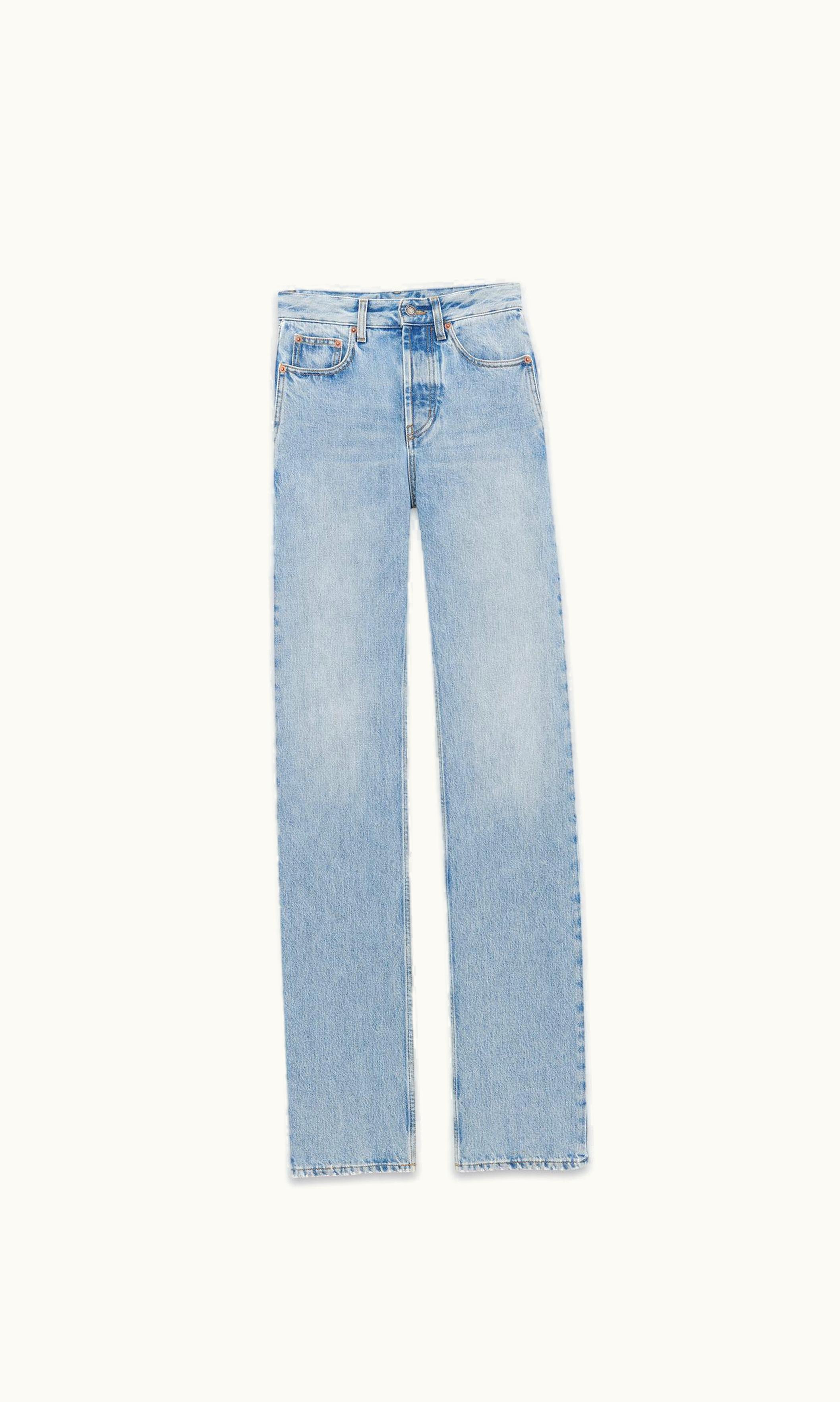 Saint Laurent Saint Laurent Long Straight Jeans In Blue Bay Denim Blue Bay