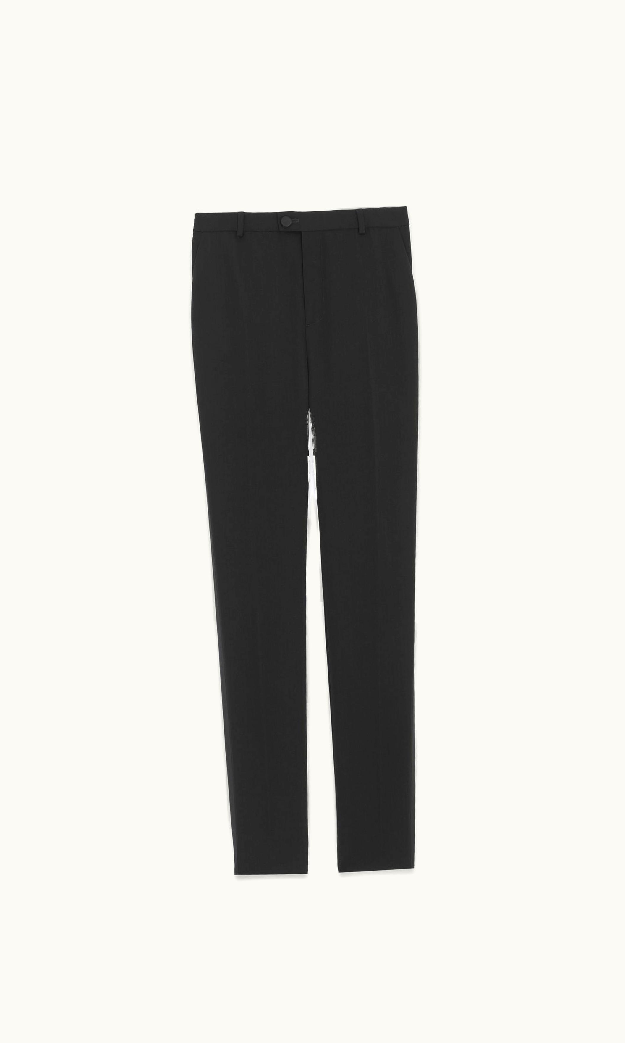 Saint Laurent Saint Laurent High-Waisted Tuxedo Pants In Grain De Poudre Black
