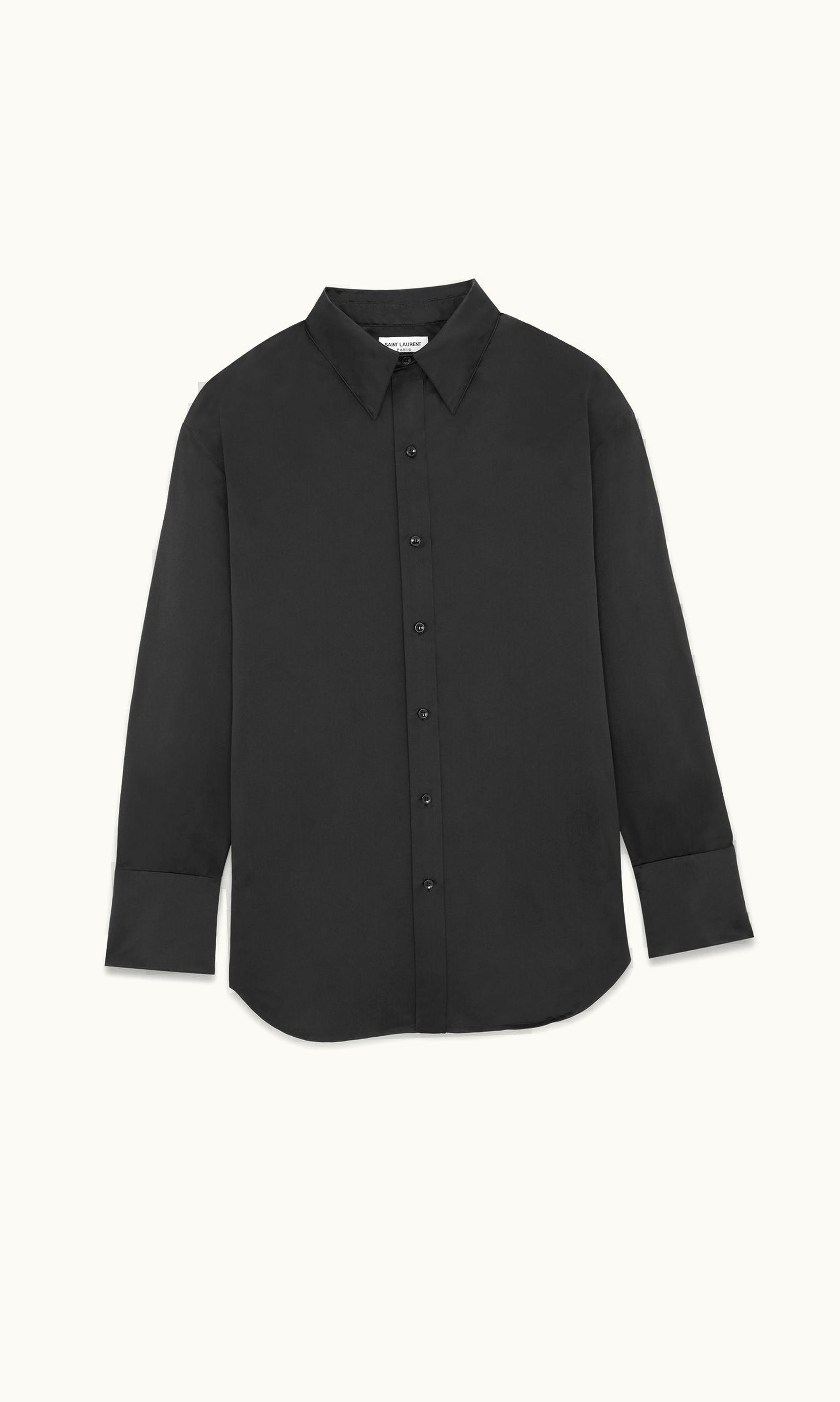 Saint Laurent Saint Laurent Oversized Shirt In Silk Duchess Satin Black