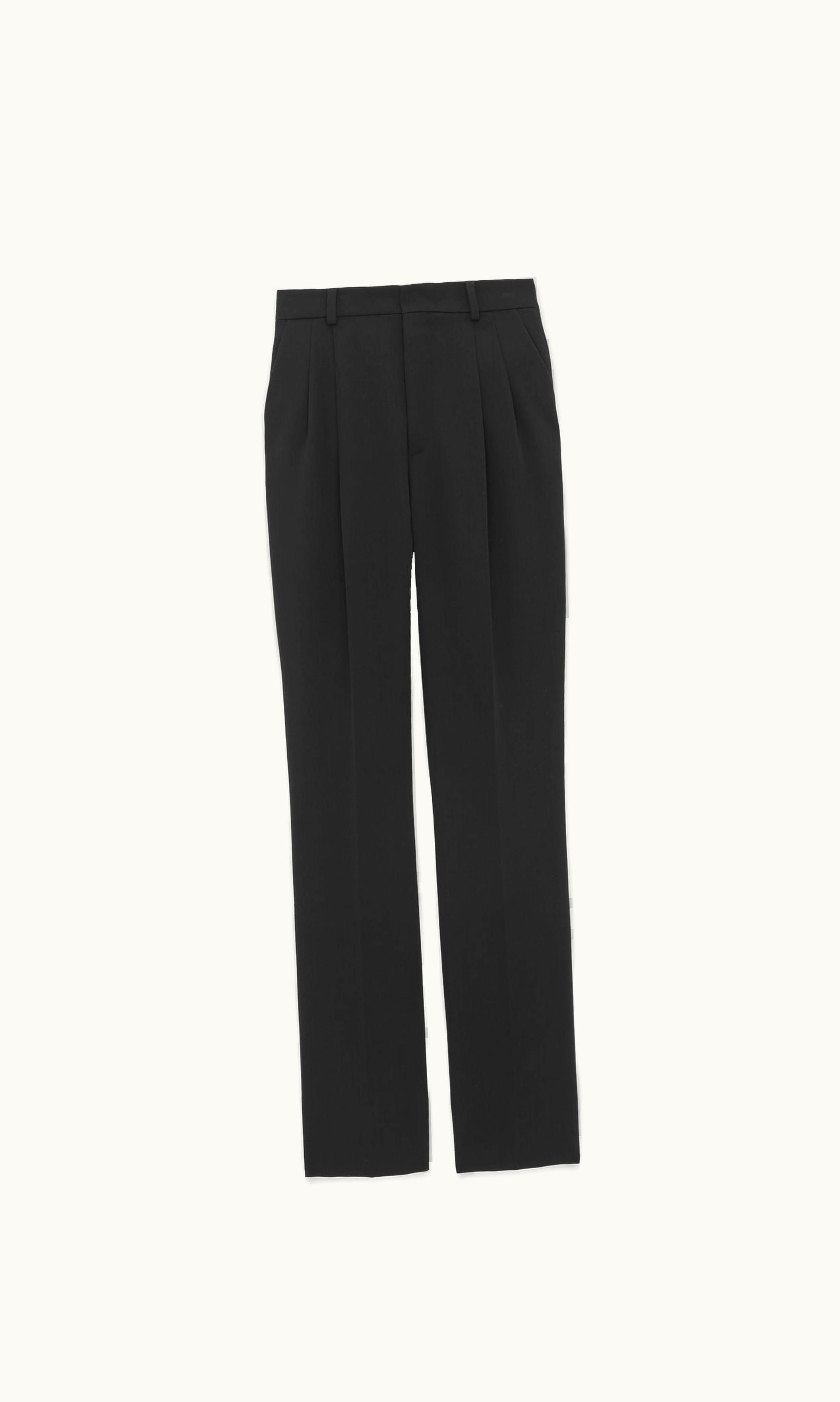 Saint Laurent Saint Laurent High-Waisted Pants In Grain De Poudre Black 780236Y7E631000