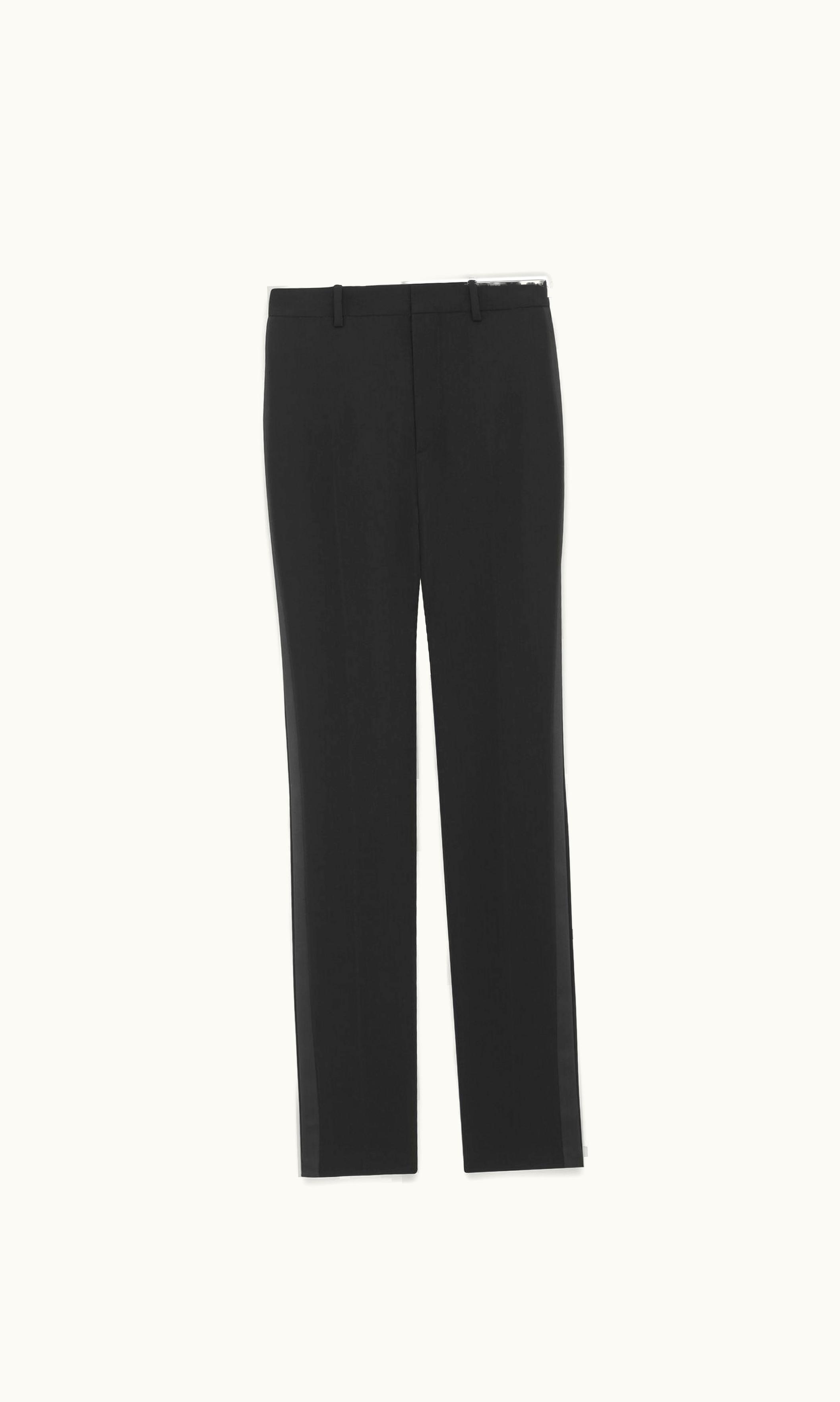 Saint Laurent Saint Laurent High-Waisted Tuxedo Pants In Grain De Poudre Black BLACK