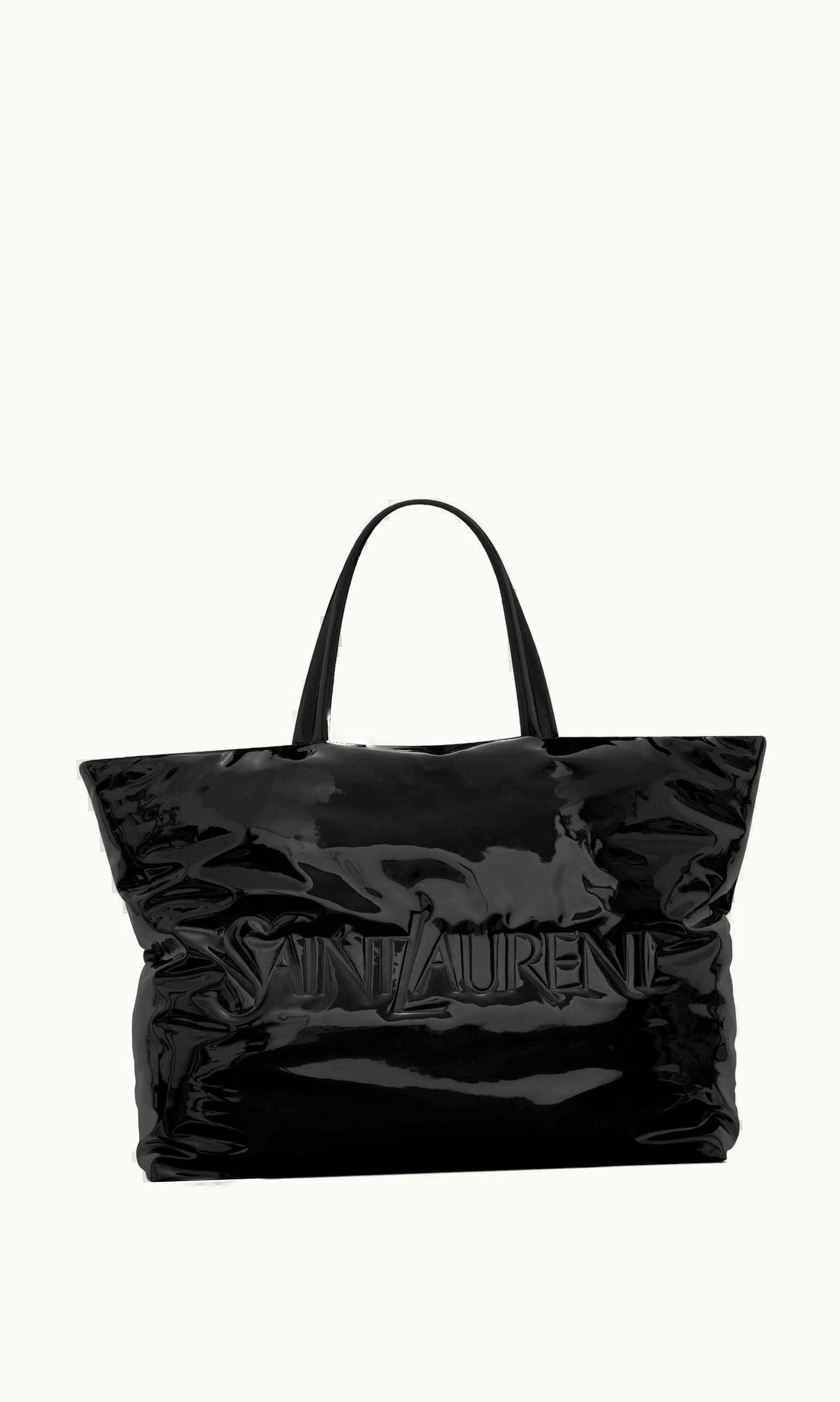 Saint Laurent Saint Laurent Maxi Tote In Patent Canvas Black