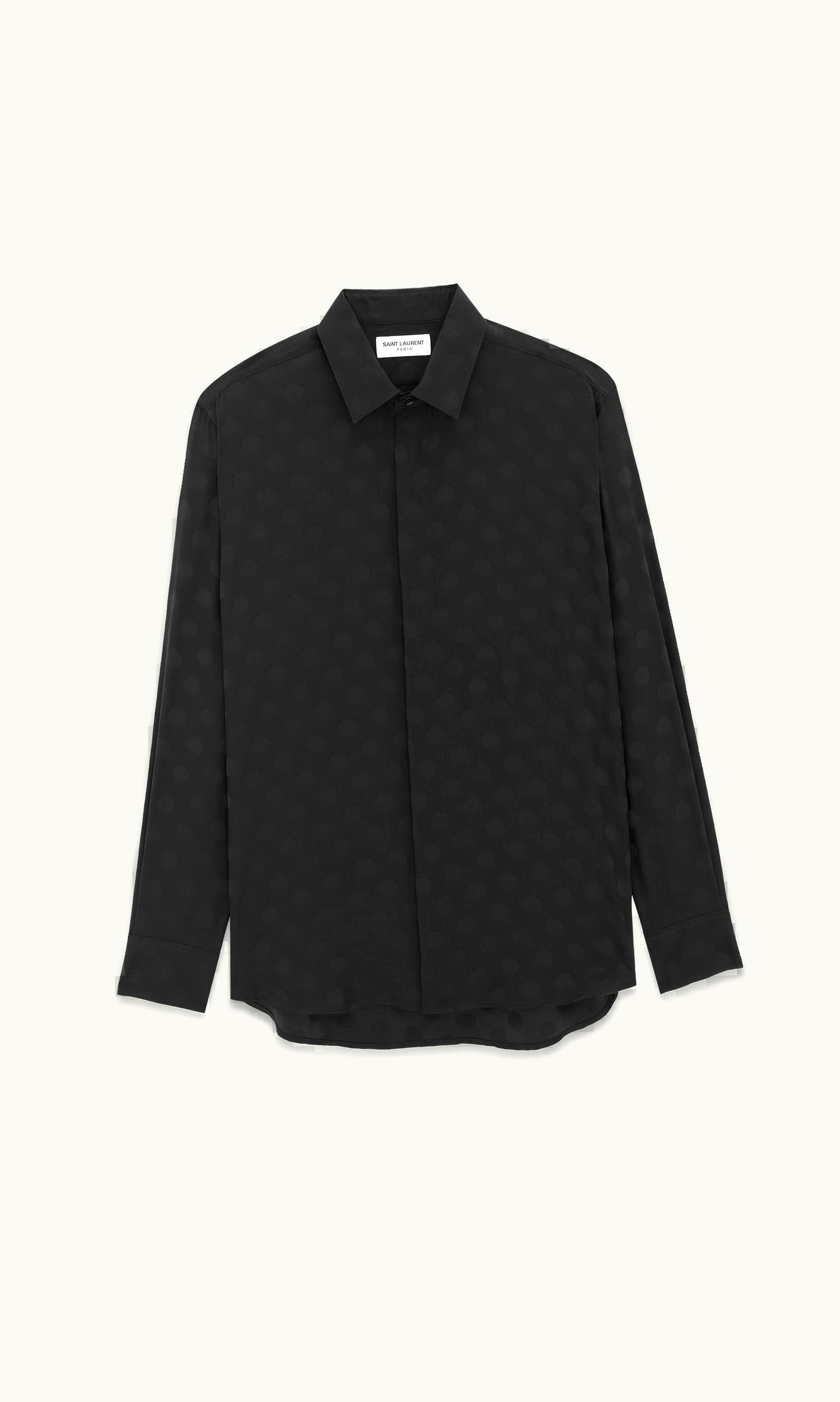 Saint Laurent Saint Laurent Shirt In Dotted Shiny And Matte Silk Black