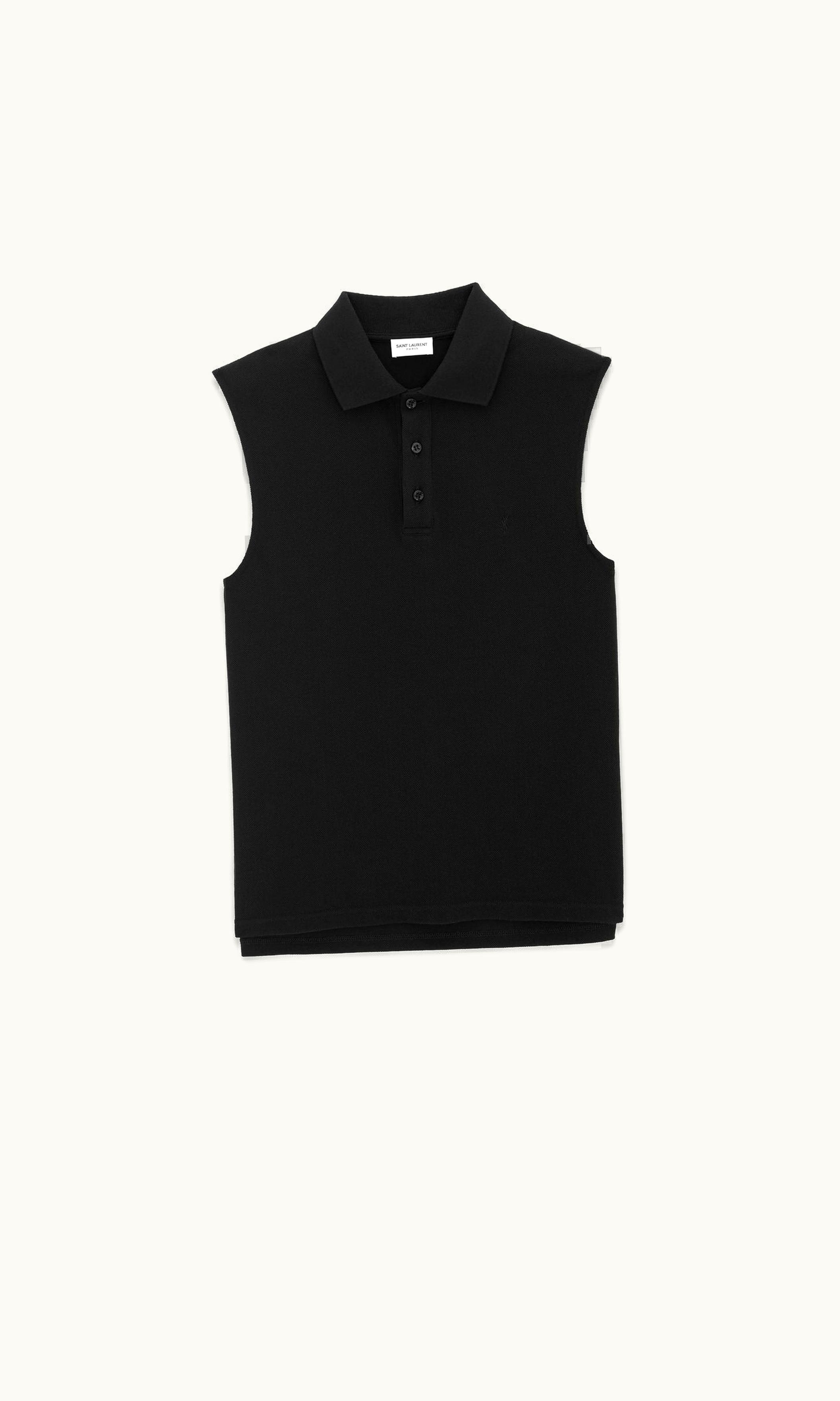 Saint Laurent Saint Laurent Cassandre Polo Tank In Piqué Black