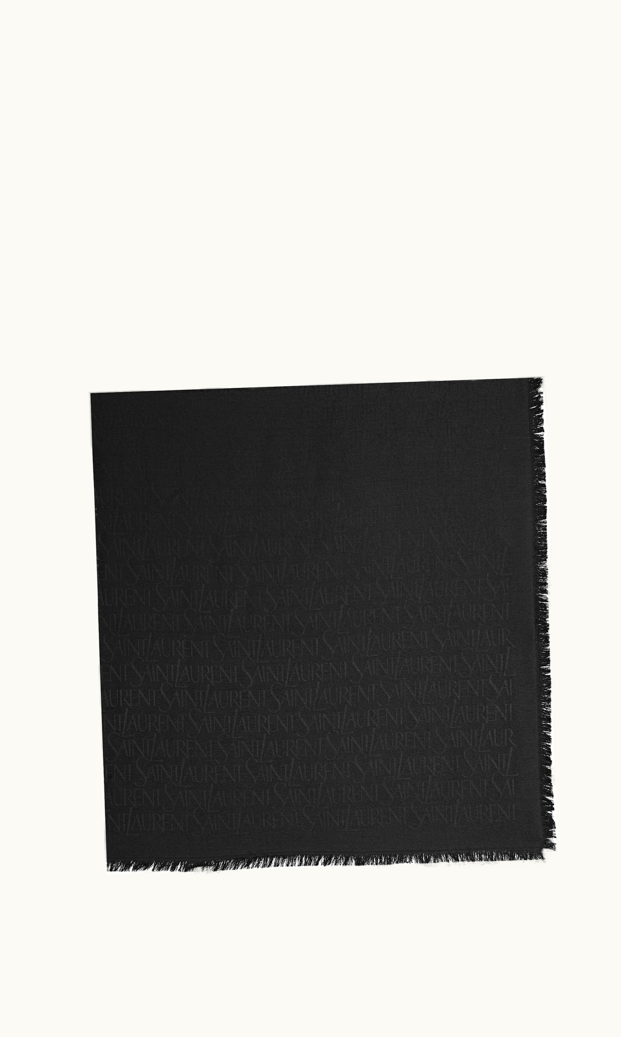 Saint Laurent Saint Laurent Large Square Scarf In Silk And Wool Jacquard Black