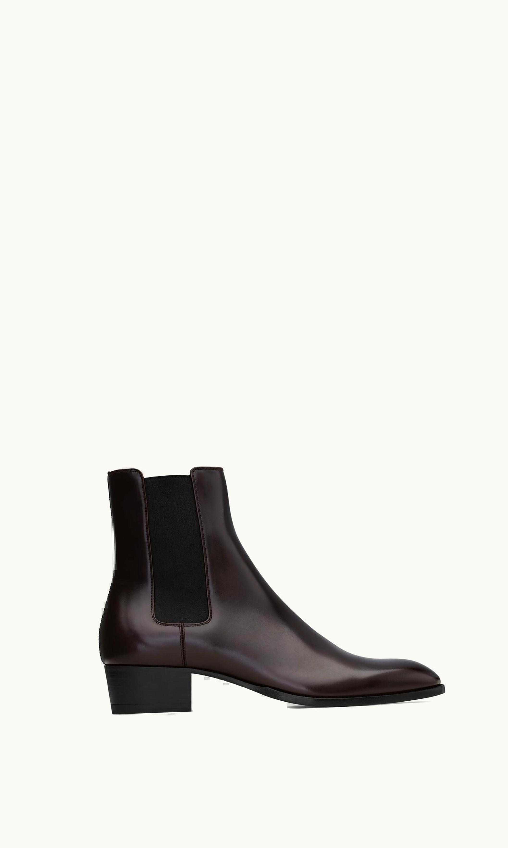 Saint Laurent Saint Laurent Wyatt Chelsea Boots In Smooth Leather Brun Fonce