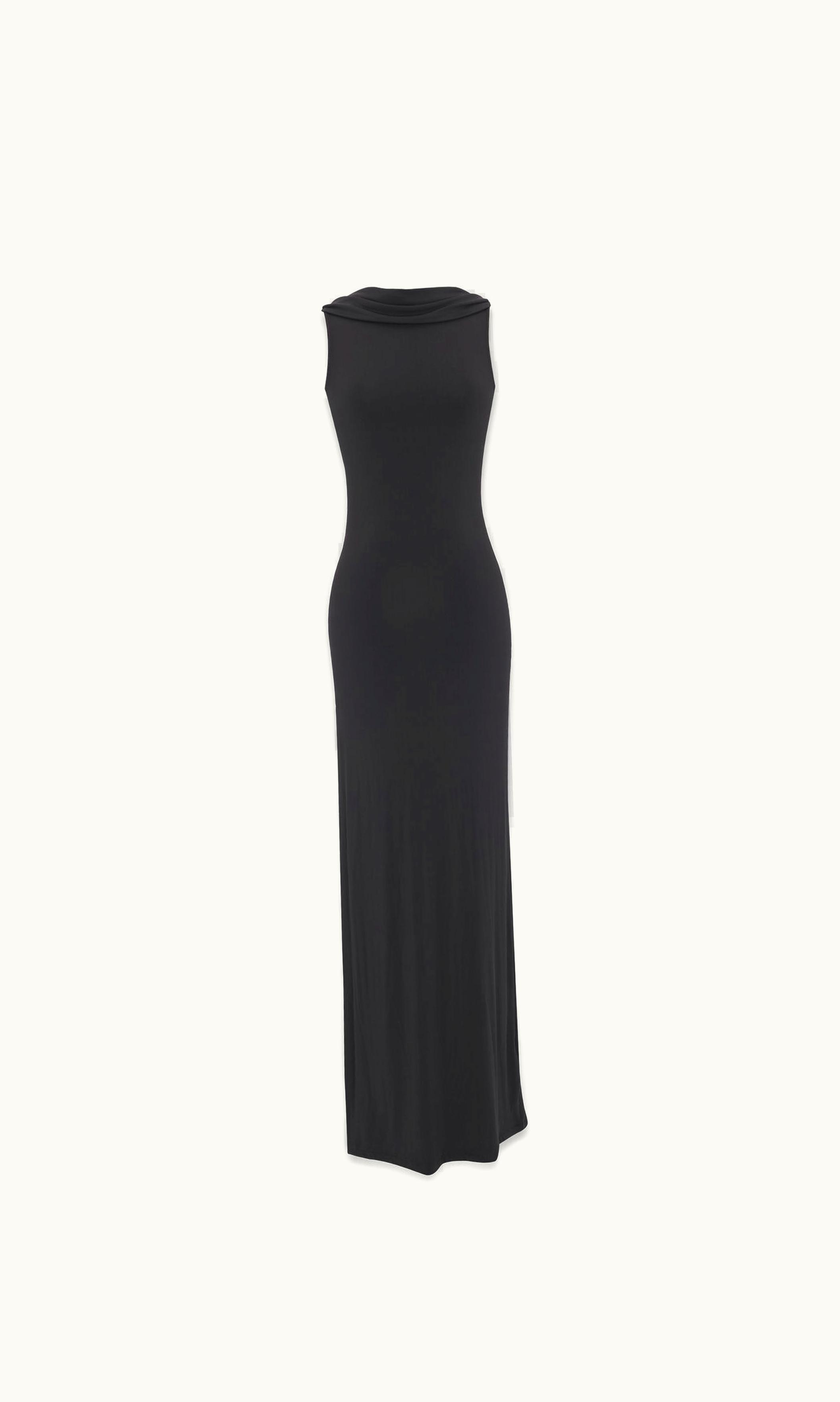 Saint Laurent Saint Laurent Long Cowl-Back Dress In Jersey Black