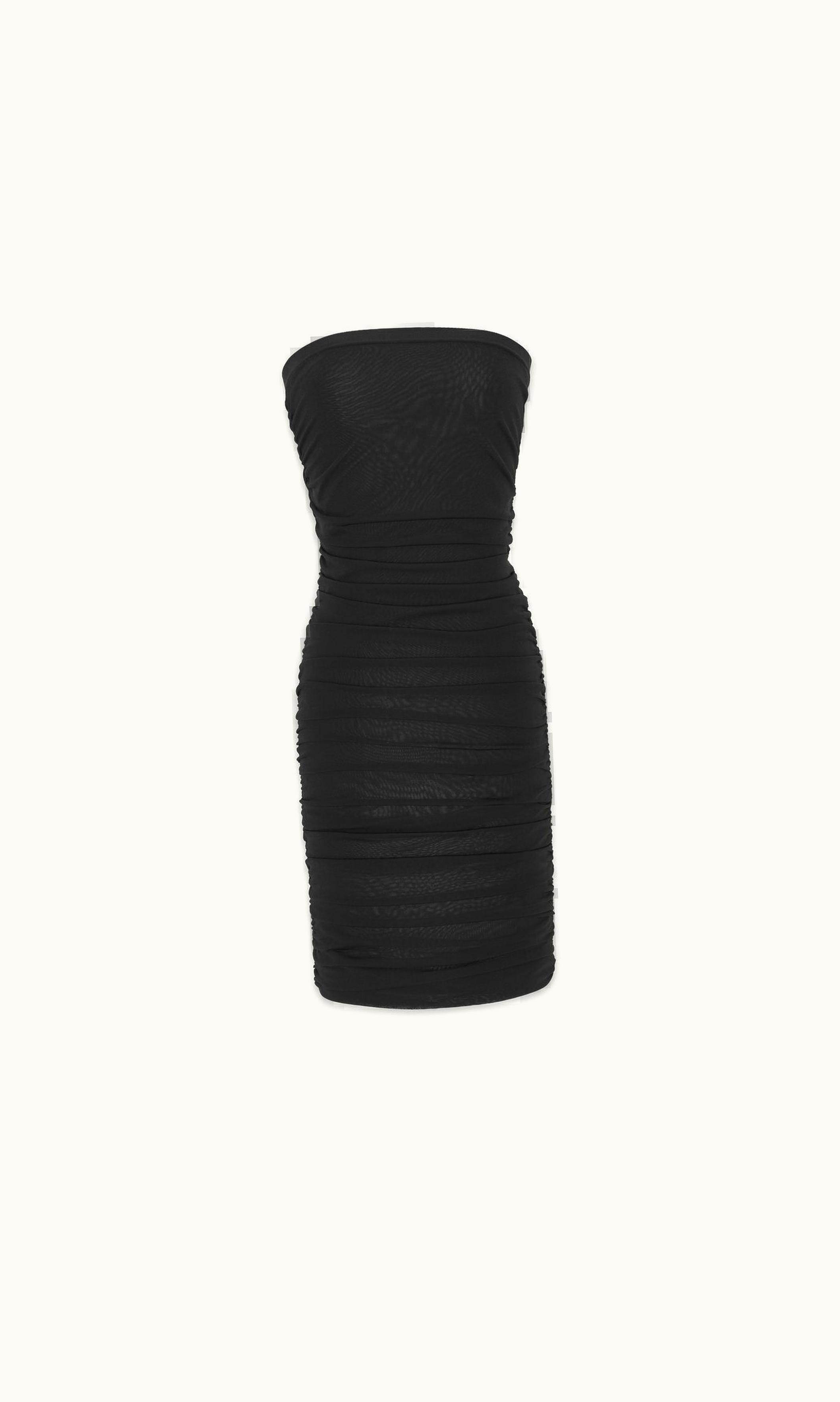 Saint Laurent Saint Laurent Ruched Strapless Dress In Knit Black BLACK