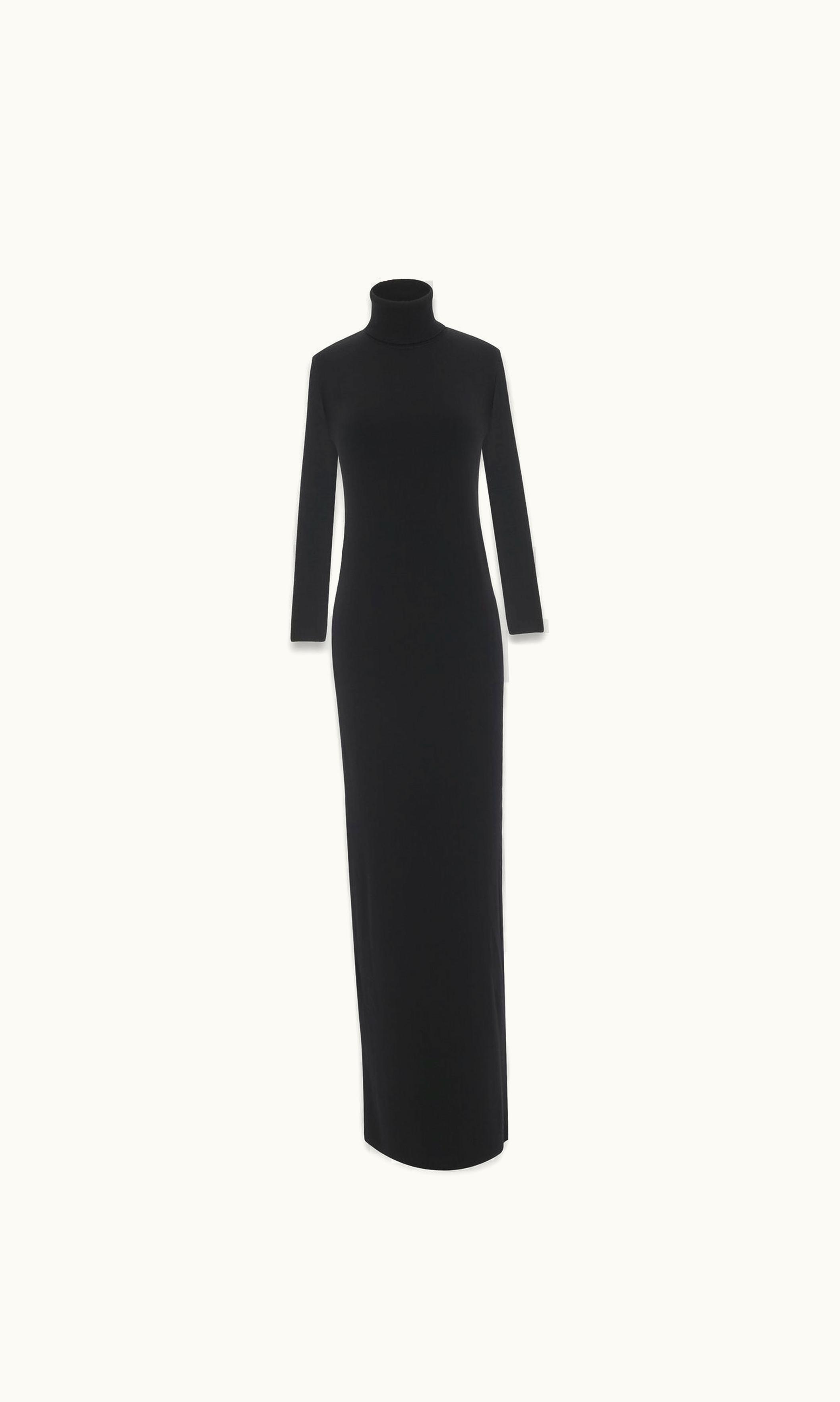 Saint Laurent Saint Laurent Long Turtleneck Dress In Wool Black