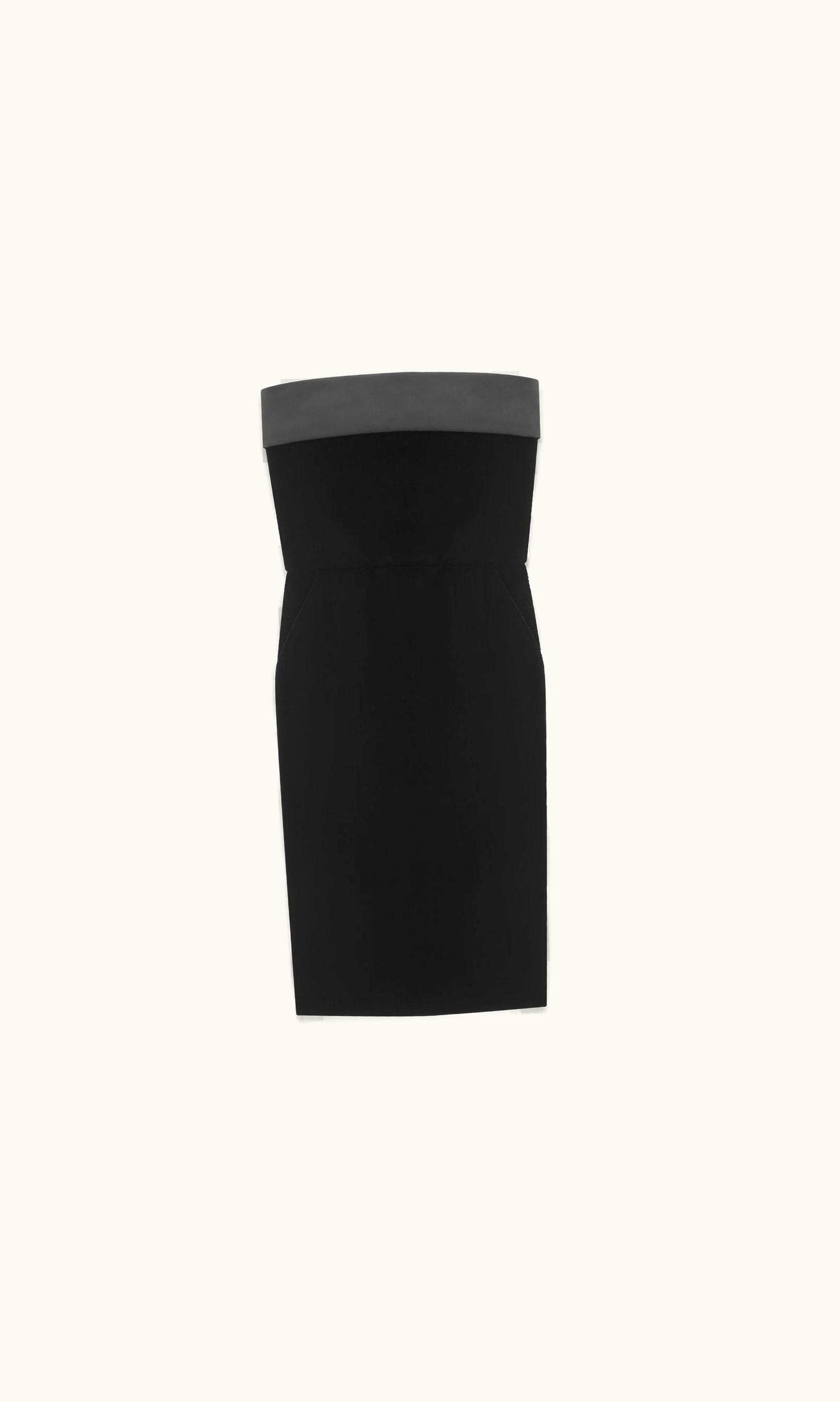 Saint Laurent Saint Laurent Strapless Pencil Dress In Velvet Black