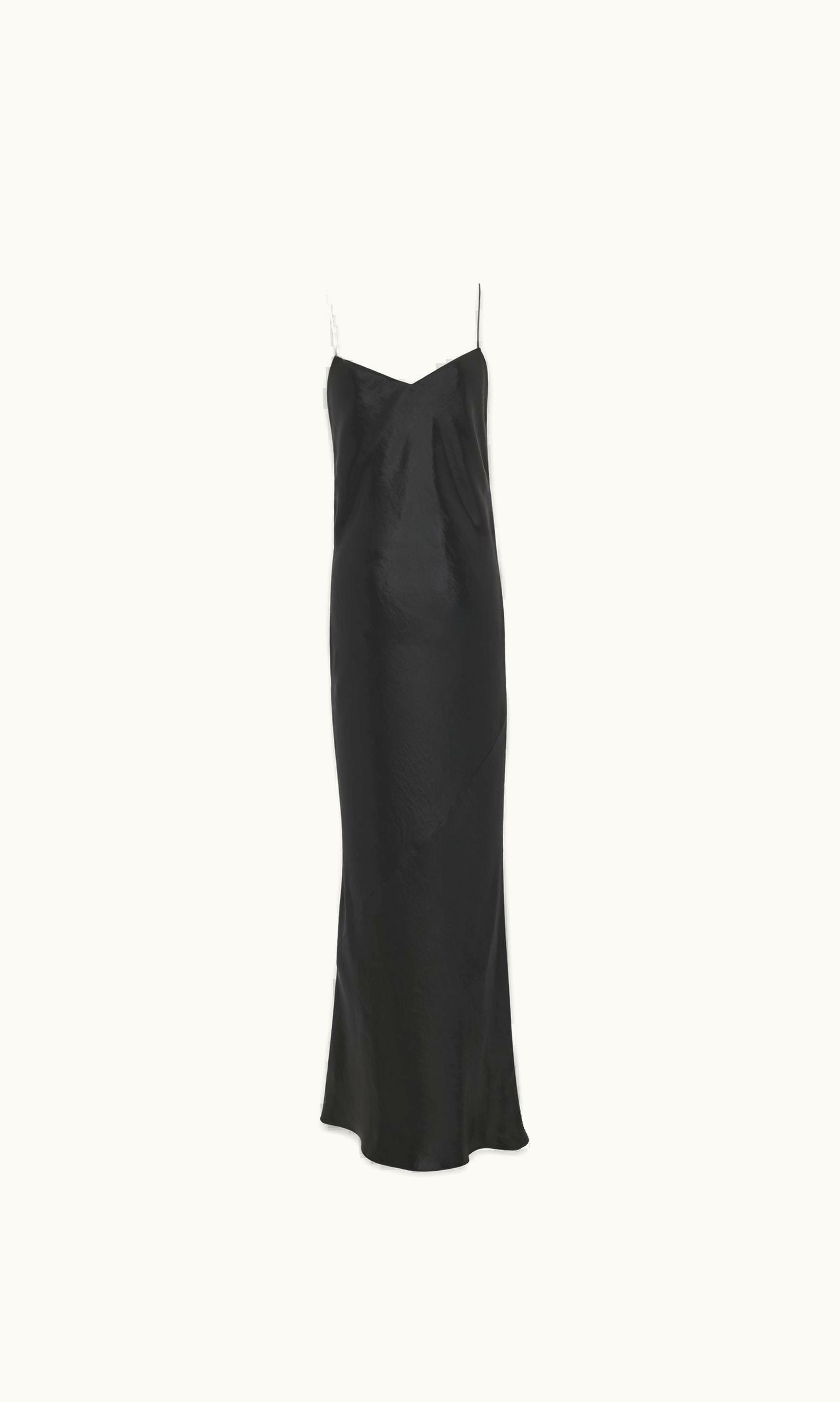 Saint Laurent Saint Laurent Long Cowl-Back Dress In Iridescent Satin Black