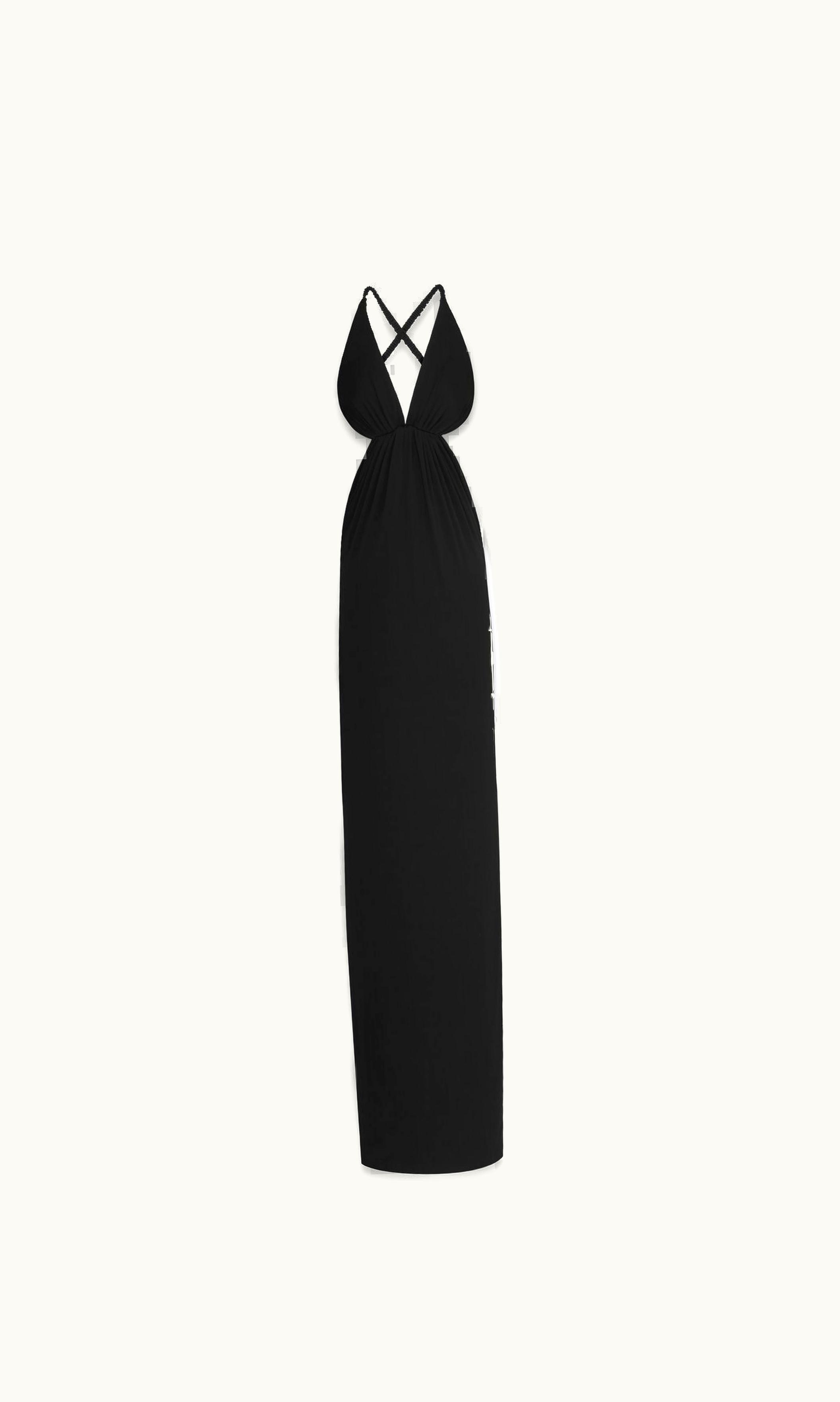 Saint Laurent Saint Laurent Backless Halter Dress In Crepe Jersey Black