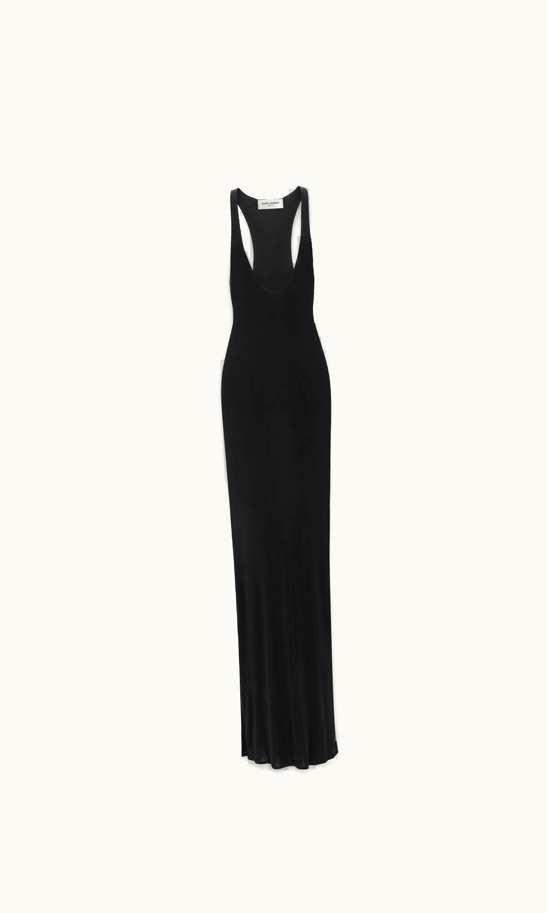 Saint Laurent Saint Laurent Racerback Dress In Shiny Jersey Black